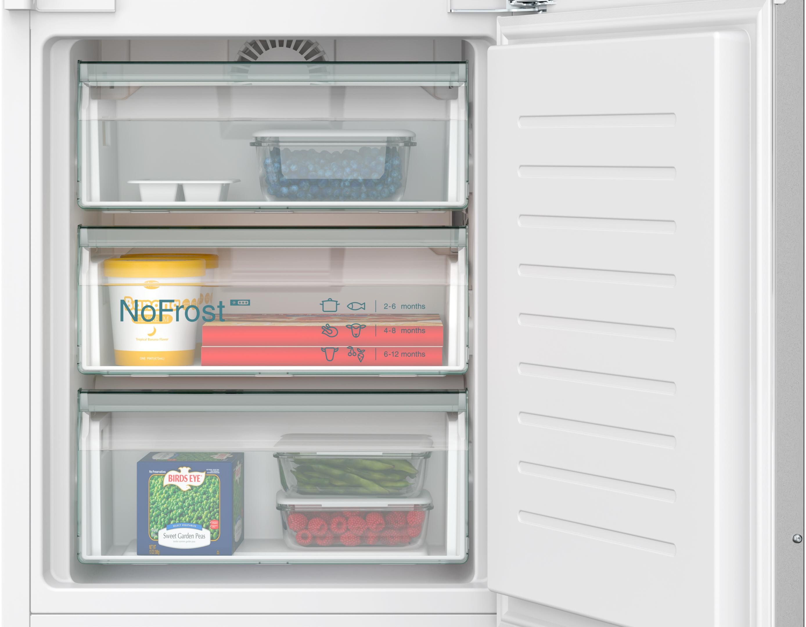 Siemens KI96NVFD0 iQ300 Einbau Kühl-Gefrierkombination, Nischenhöhe 194 cm, NoFrost, 290 L, Festtürtechnik, hyperFresh, LED Beleuchtung, weiß