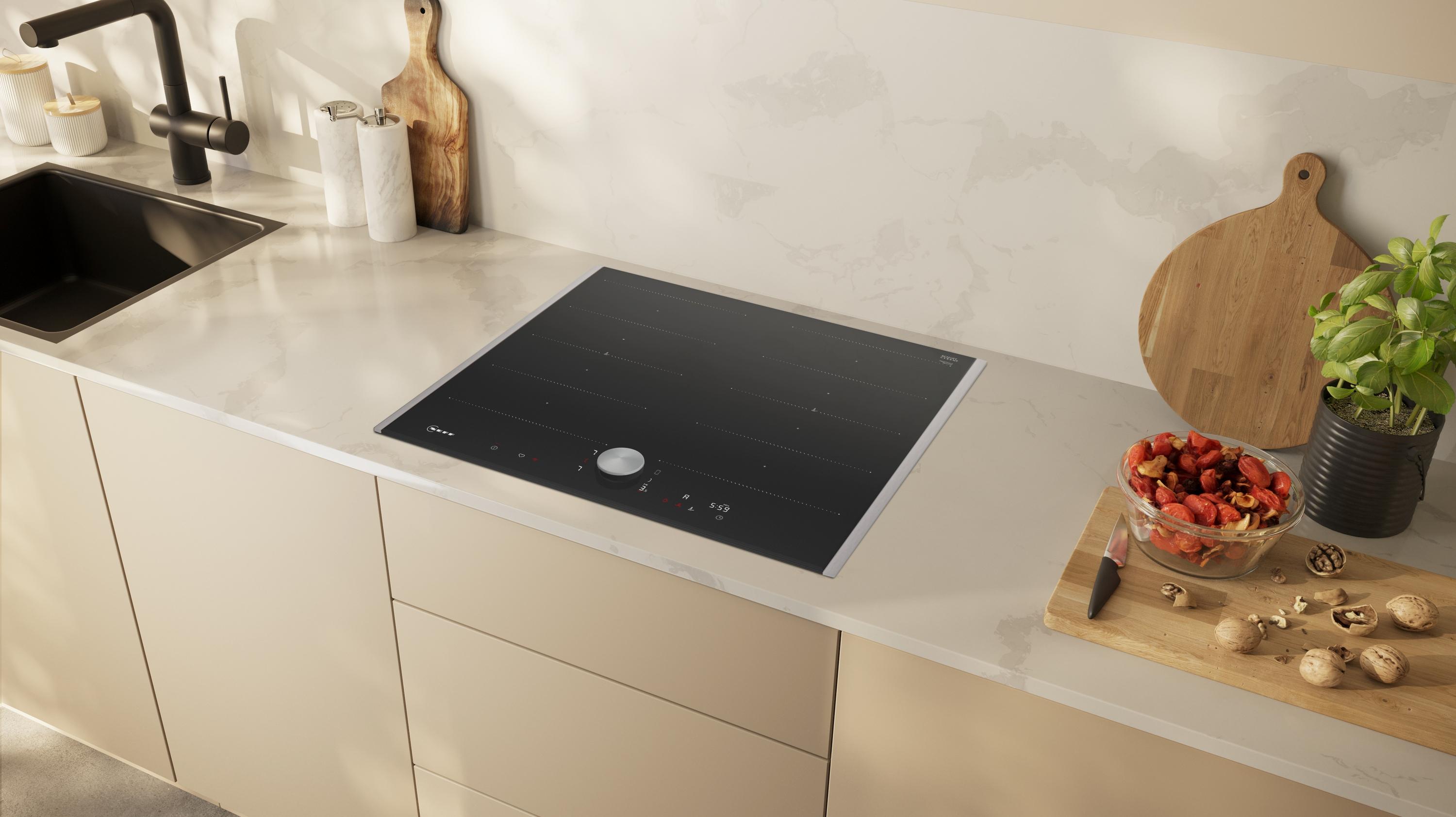 Neff T66TTX4L0 N90 Autarkes Induktionskochfeld, 61 cm breit, Glaskeramik, Twist Pad, 17 Leistungsstufen, Power Boost, Home Connect