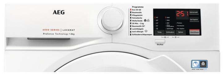 AEG L6FBA51480 8kg Frontlader Waschmaschine, 60 cm breit, 1400U/Min, Nachlegefunktion, A