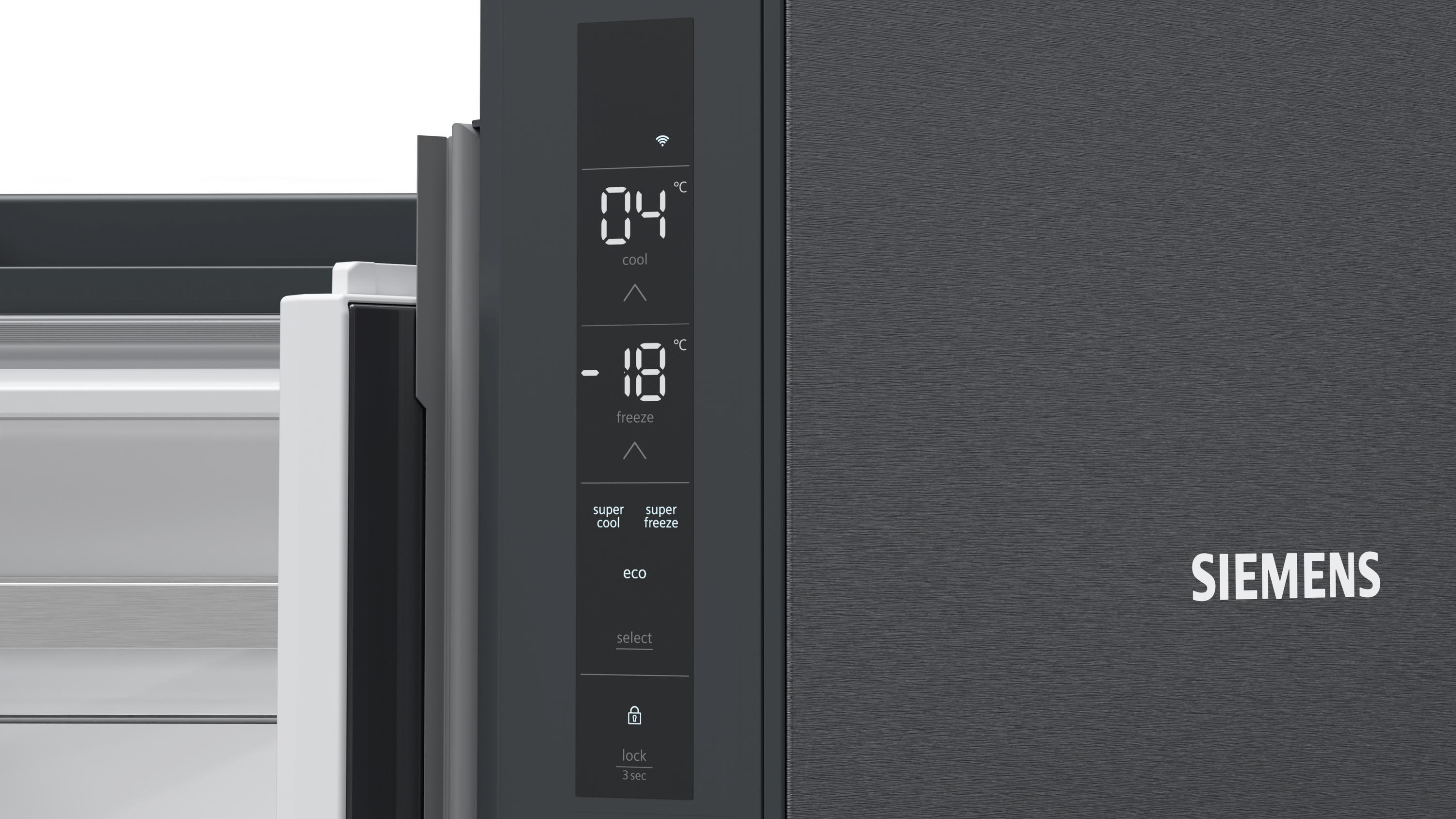 Siemens KF96NAXEA iQ300 French Door Kühlschrank, hyperFresh, noFrost, superCooling, schwarz, E