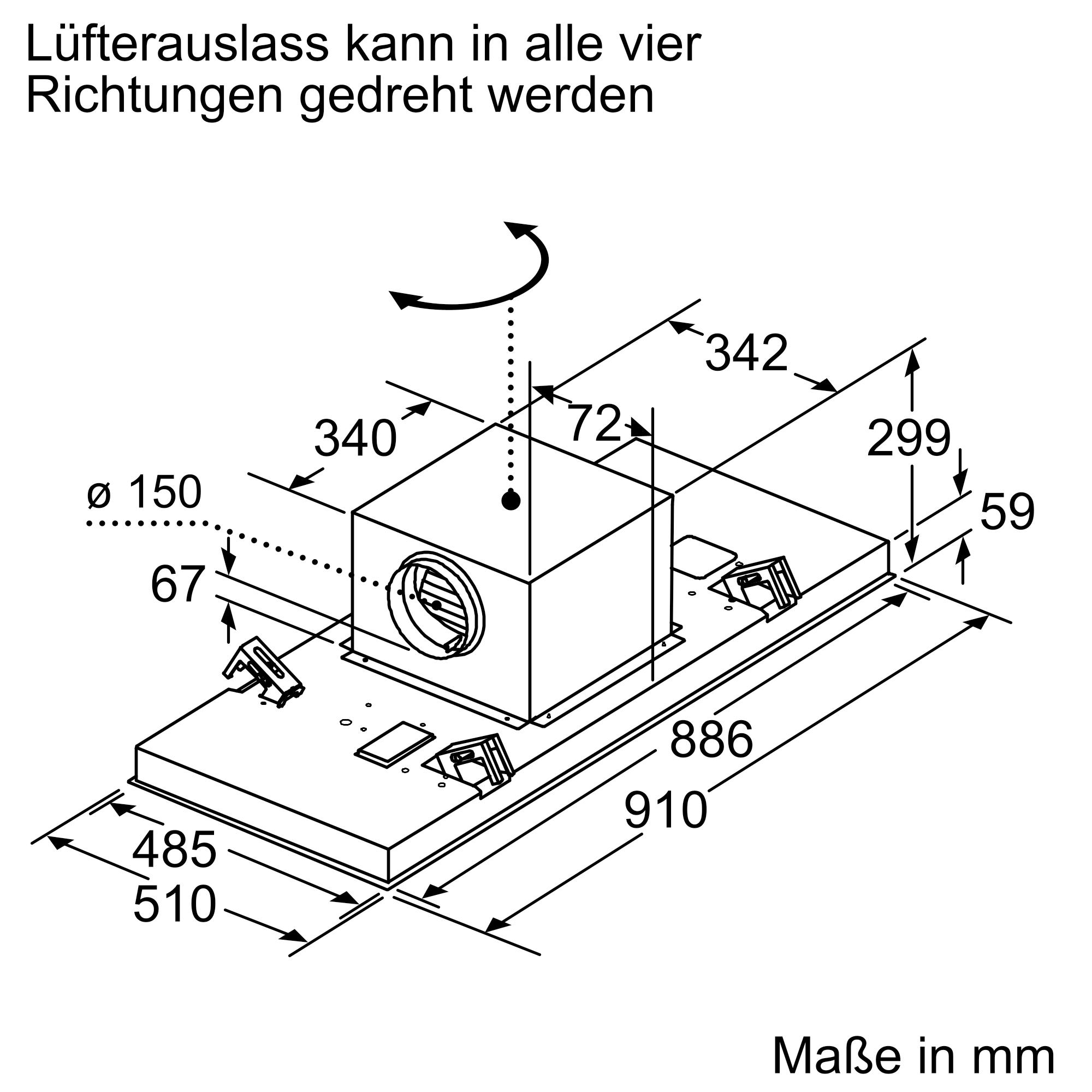 Bosch DRC99PS20 Serie 8 Dunstabzugshaube, Deckenlüfter, 90 cm, EEK A