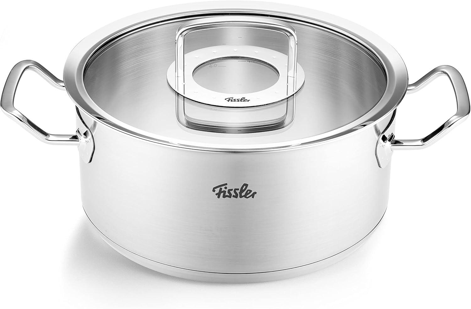 Fissler Original-Profi Collection/Braten-Topf (Ø 24 cm, 4,6 Liter) Edelstahl-Kochtopf, Bräter mit Glas-Deckel - Induktion