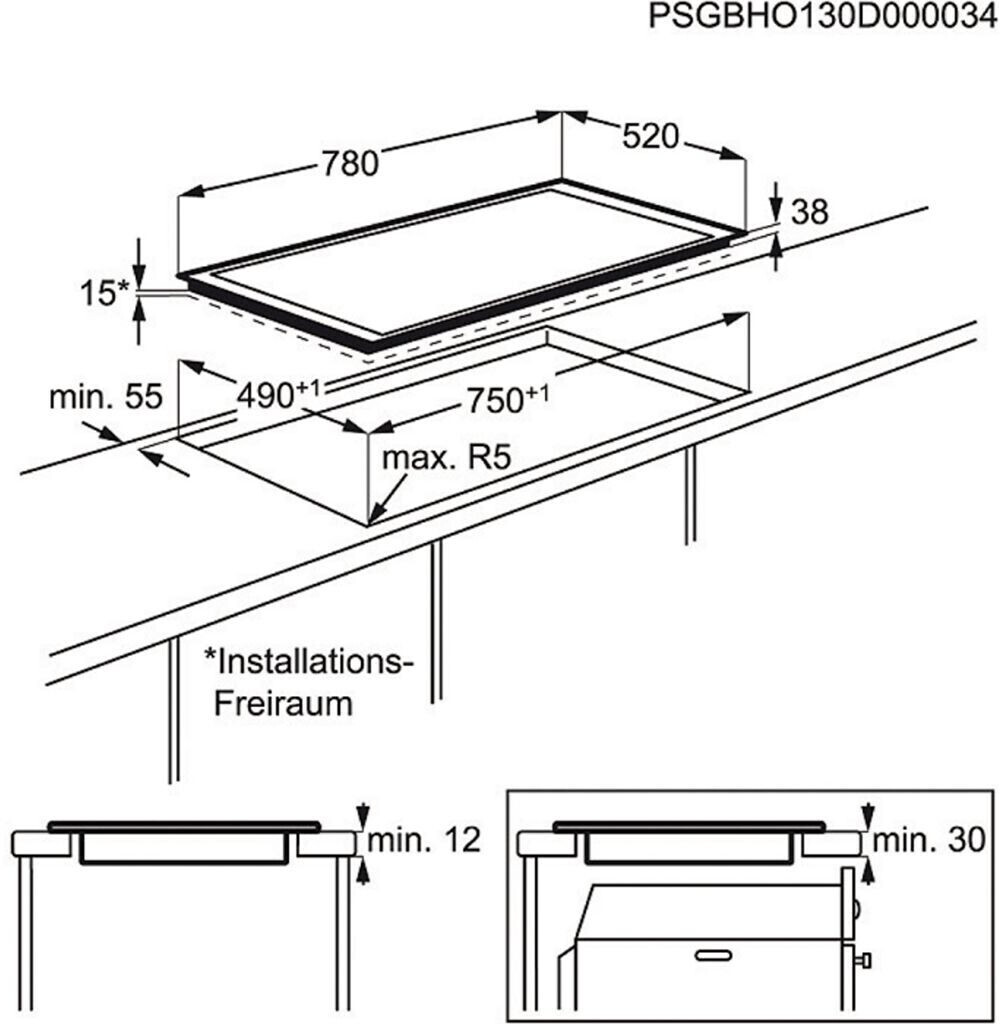 AEG HK854870FB Kochfeld Rapid Power, Profi-Dreikreis-Kochzone 80cm Facetten