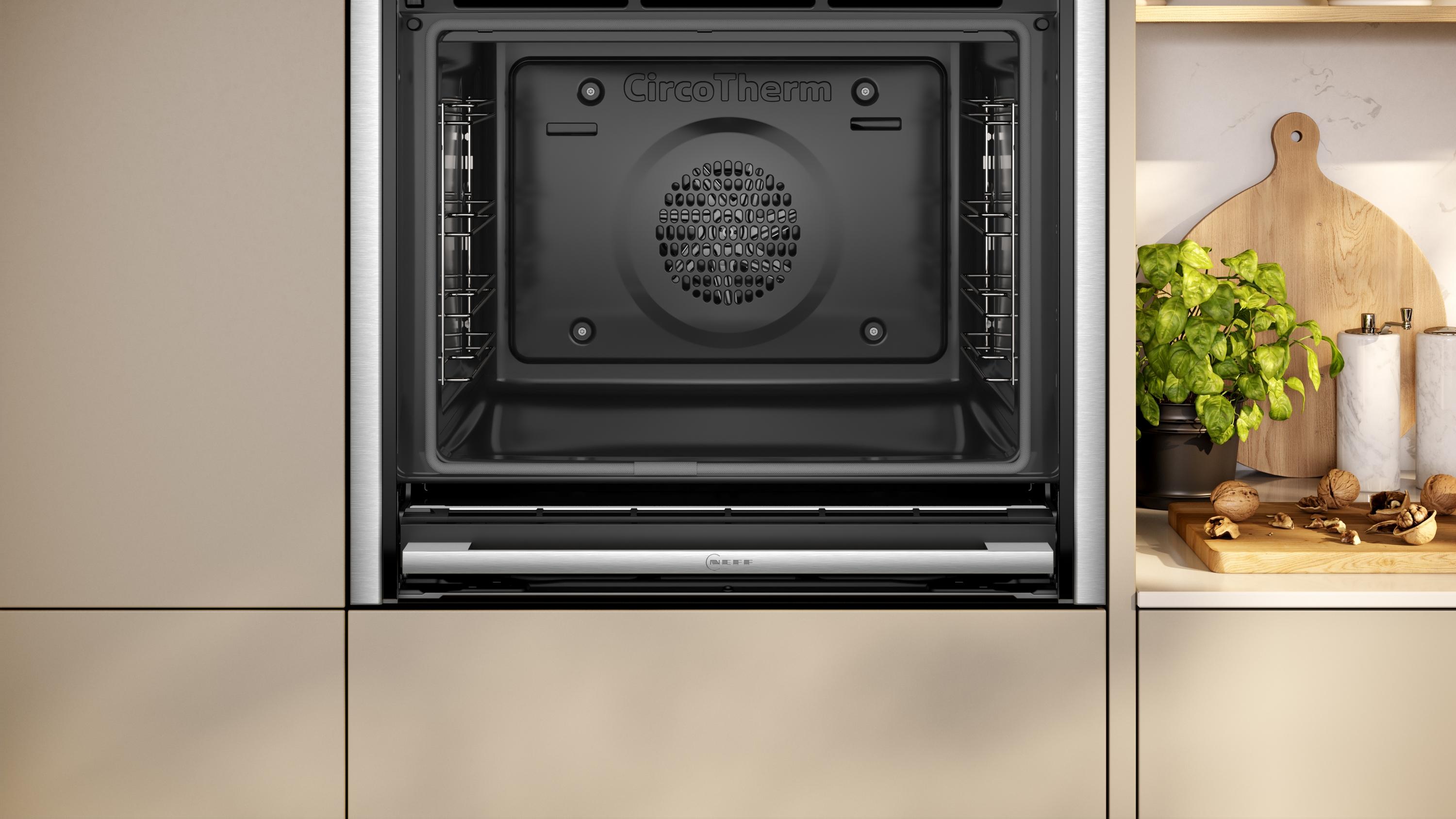 Neff B54CR71N0 N70 A+ Einbaubackofen, 60 cm breit, 71 L, Pyrolyse, Kindersicherung, 3D Heißluft, Home Connect, Pizzafunktion, Edelstahl