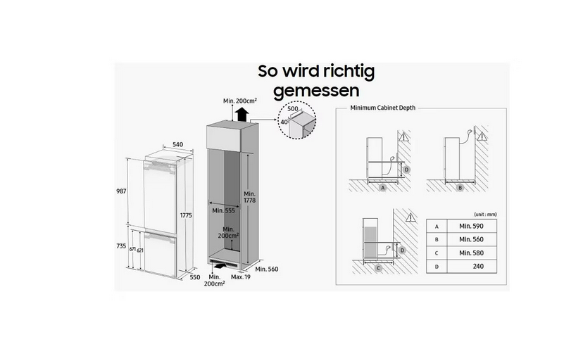 SAMSUNG BRB26715DWW Einbau Kühl--Gefrier-Kombination 178 cm,  NoFrost, D