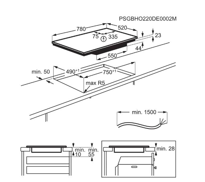 AEG TO84IA0FFB – Serie 5000 Induktion Autarkes Induktionskochfeld, 80 cm, Schwarz, Rahmenlos