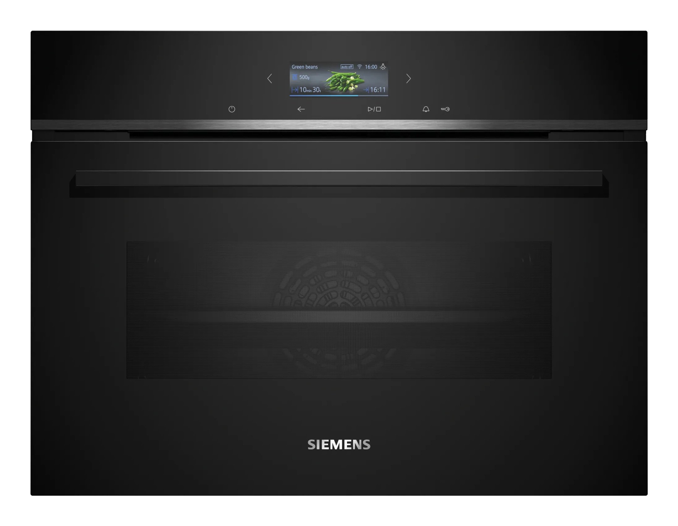 Siemens CB734G1B1 iQ700 A+ Einbaukompaktbackofen, 59,4 cm breit, 47 L, HomeConnect, Kindersicherung, TFT Touchdisplay, schwarz