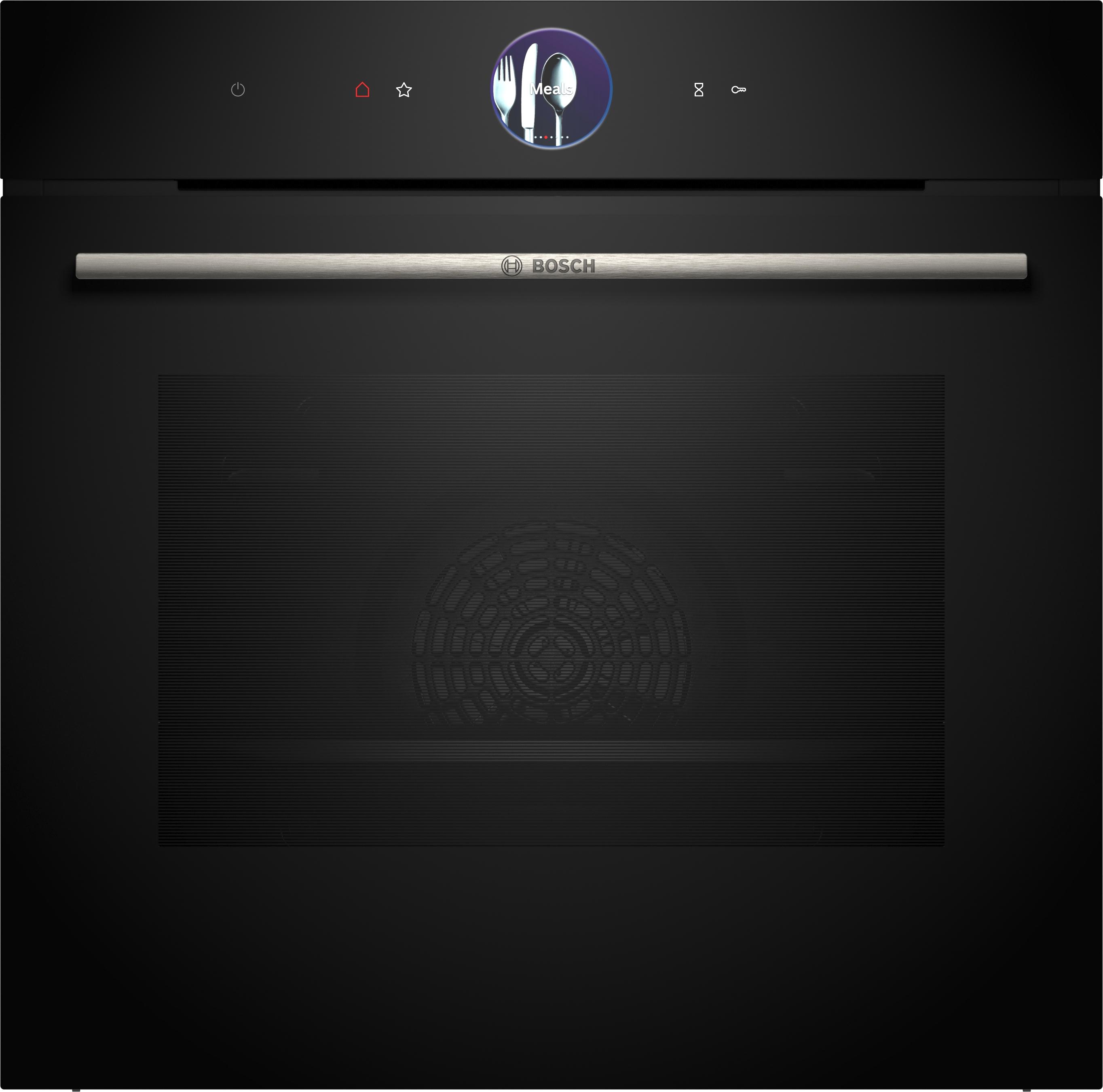 Bosch HBG7764B1 Serie 8 Einbau-Backofen, 71l, Air Fry, Pyrolyse, Home Connect, digitale Bedienring, Crisp Funktion, schwarz