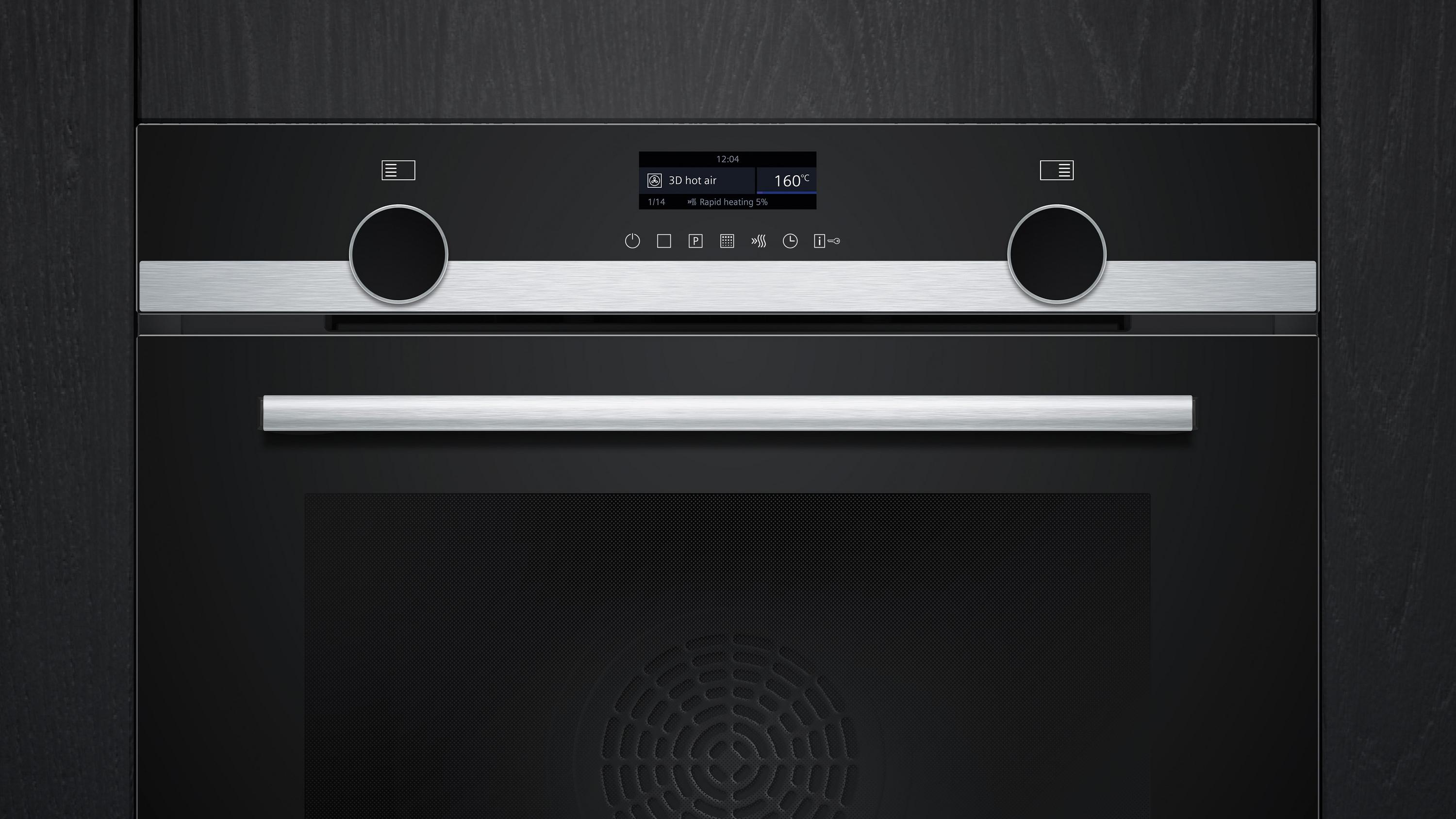 Siemens HB579GBR3 iQ500 A+ Einbau-Backofen, 60 cm breit, 71L, ActiveClean, cookControl40, Air Fry, TFT-Display, edelstahl