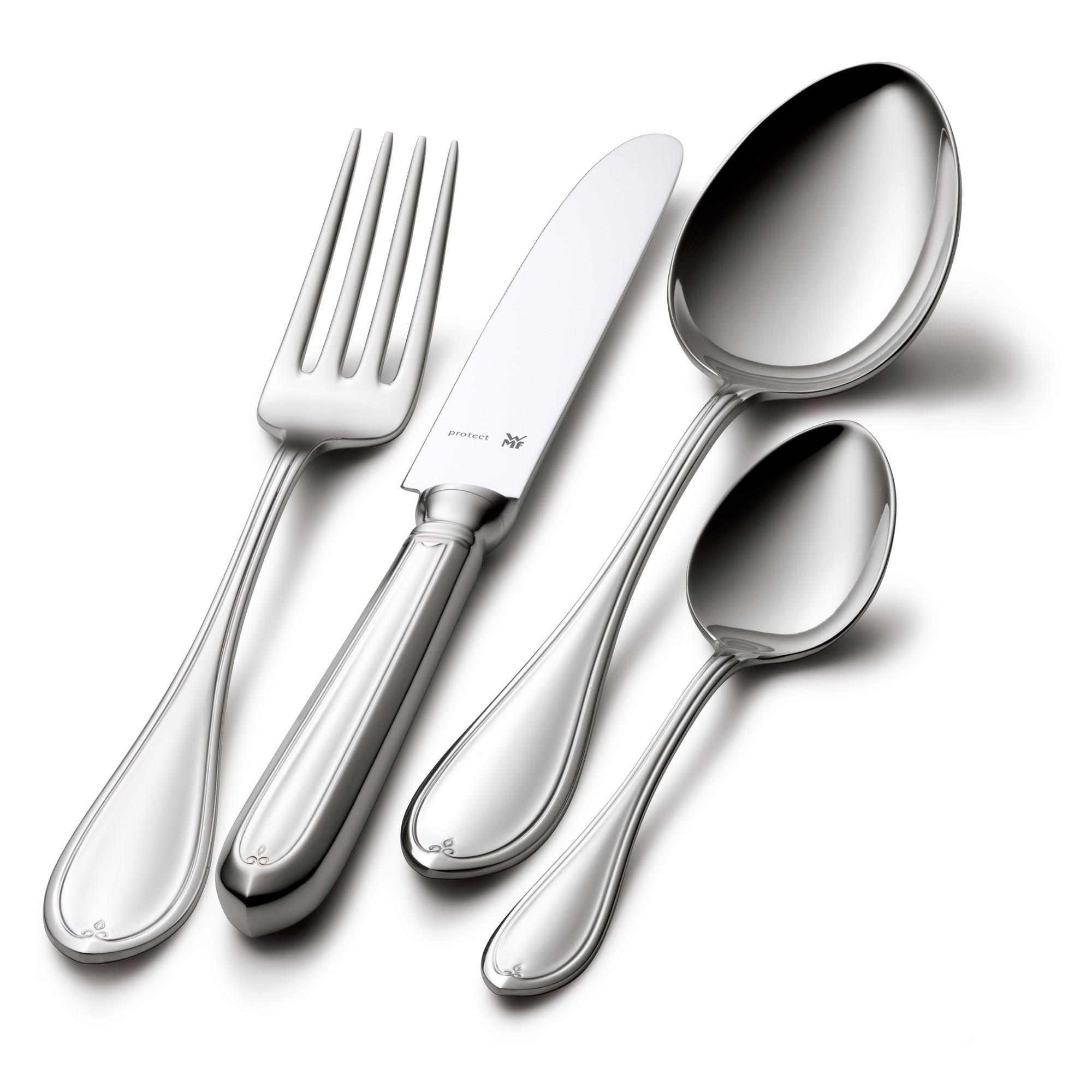 WMF Premiere Edelstahl Besteck Set 6 Personen, Essbesteck Set 30 teilig, Hohlheftmesser, Cromargan