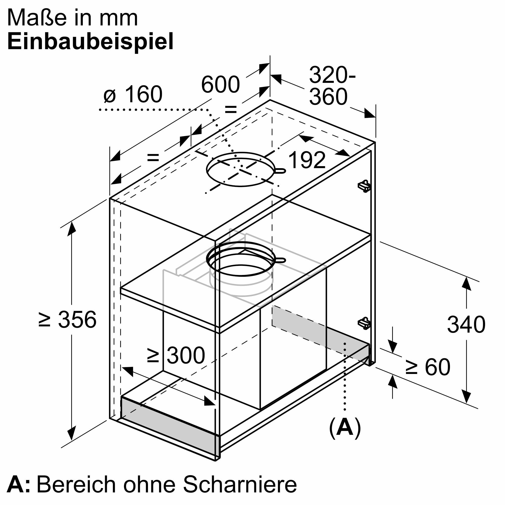 Bosch DBB67DP60 Serie 6, Integrierte Designhaube, 60 cm, Klarglas schwarz bedruckt, Mattschwarz