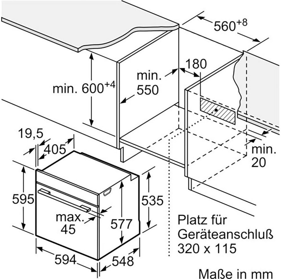 Bosch HSG7584B1 Serie 8 Smarter Einbau-Dampfbackofen, 60 x 60 cm, 1 L Wassertank, Digitaler Bedienring, TFT-Touchdisplay Pro, Perfect Steam Dampfsensor, Dampf-Funktion Plus, Heißluft sanft