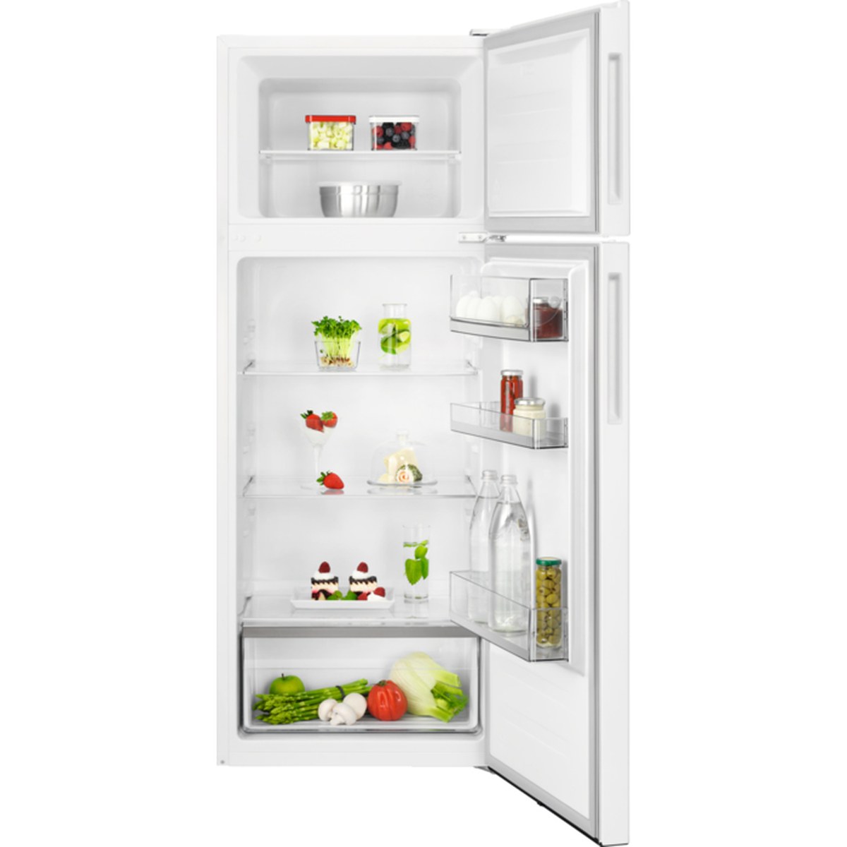 AEG RDB424E1AW Stand Kühl-Gefrierkombination, 55 cm breit, 206 L, LowFrost, LED Beleuchtung, weiß