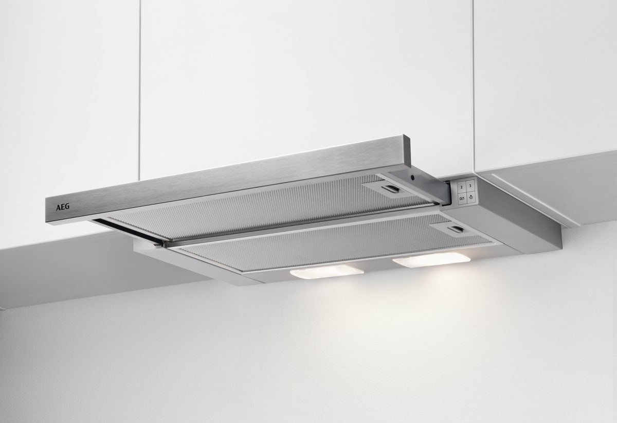 AEG DPB3632S Teleskop-Einbauhaube, Saugleistung 410 mc/h, 1 Motor, 60 cm, Edelstahl