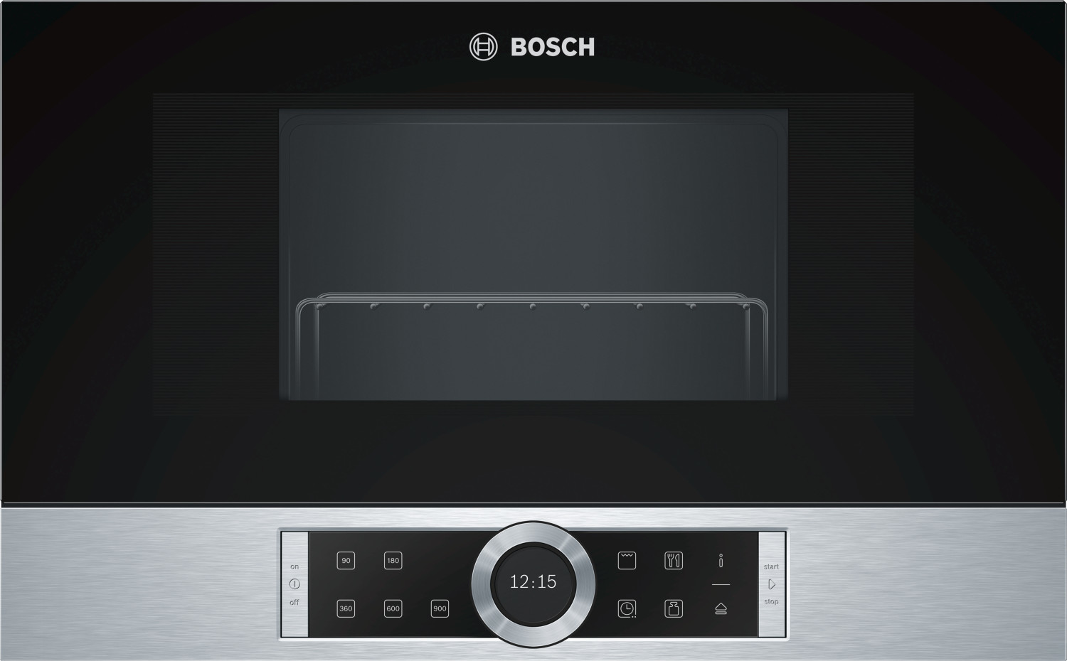 Bosch BER634GS1 Serie 8 Einbau-Mikrowelle, 38 x 60cm, 900W, Türanschlag Rechts, AutoPilot 10, Reinig