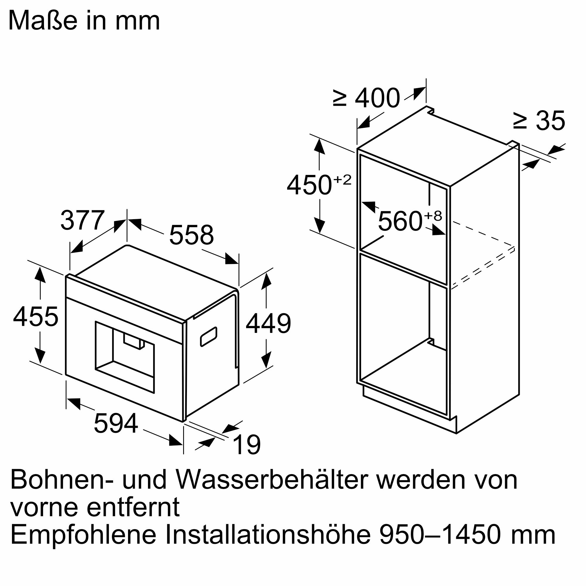 Bosch CTL7181B0 Serie 8 Einbau-Kaffeevollautomat, 19,0 bar, Aroma Select, Home Connect, Slide-and-Touch-Display, 2,4L, schwarz