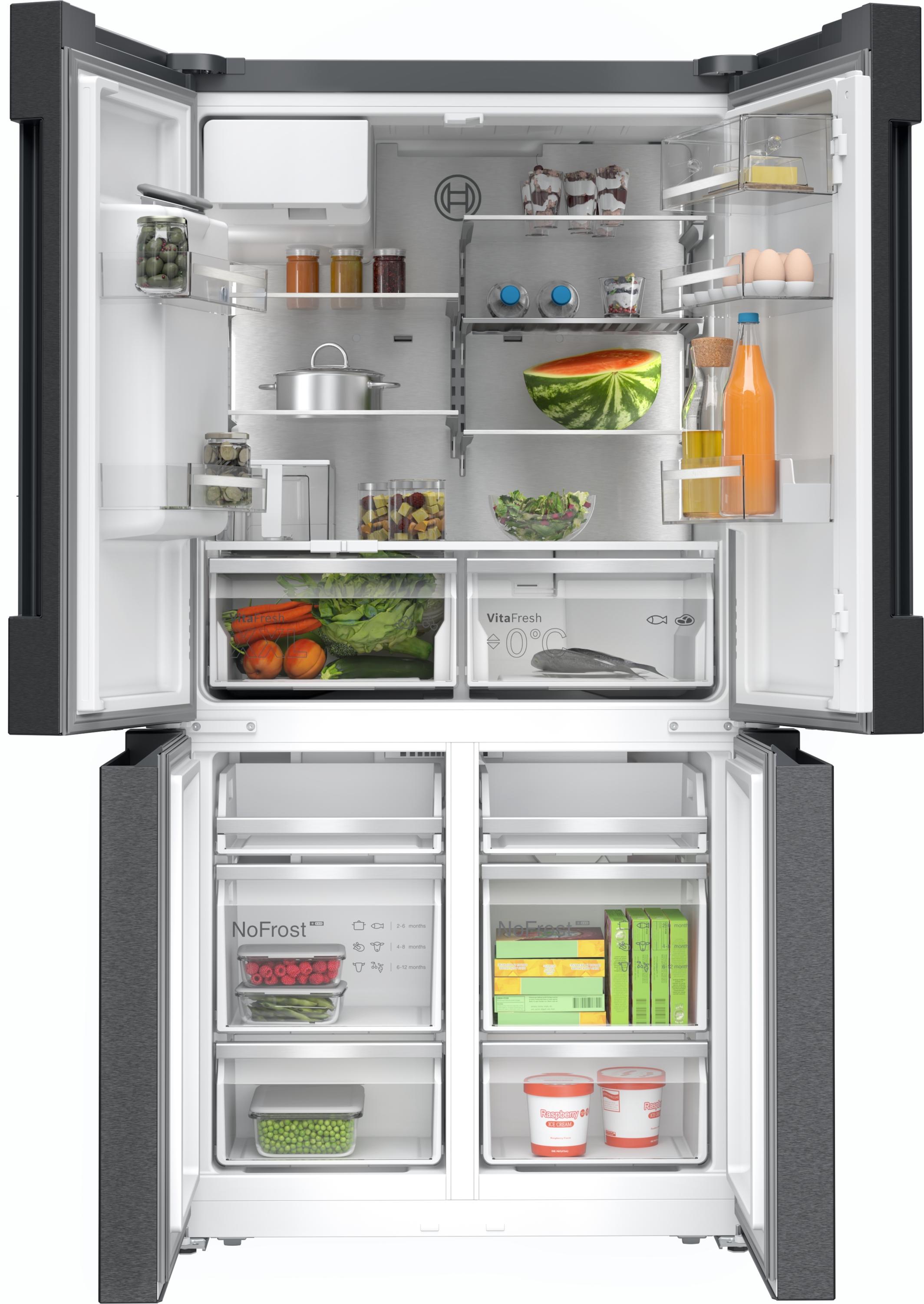 Bosch KFI96AXEA Serie 6, Kühl-Gefrier-Kombination, mehrtürig, 183 x 90.5 cm, Gebürsteter schwarzer Stahl AntiFingerprint, Total No Frost