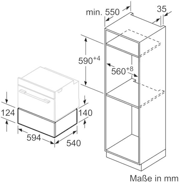 Siemens BI510CNR0 iQ500 Wärmeschublade, 14 cm hoch, 23l, lightControl, Edelstahl/schwarz