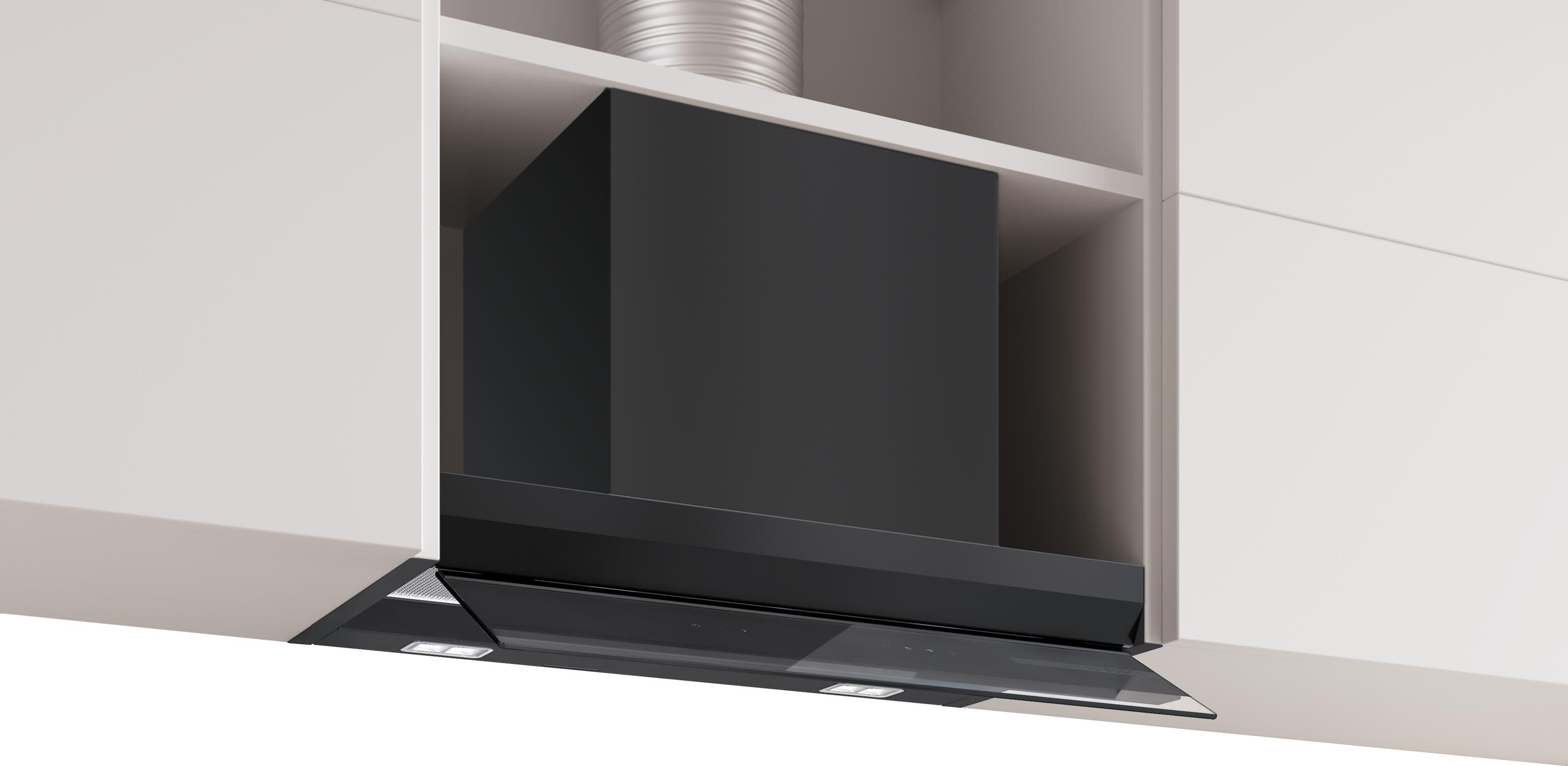 Bosch DBB67DP60 Serie 6, Integrierte Designhaube, 60 cm, Klarglas schwarz bedruckt, Mattschwarz