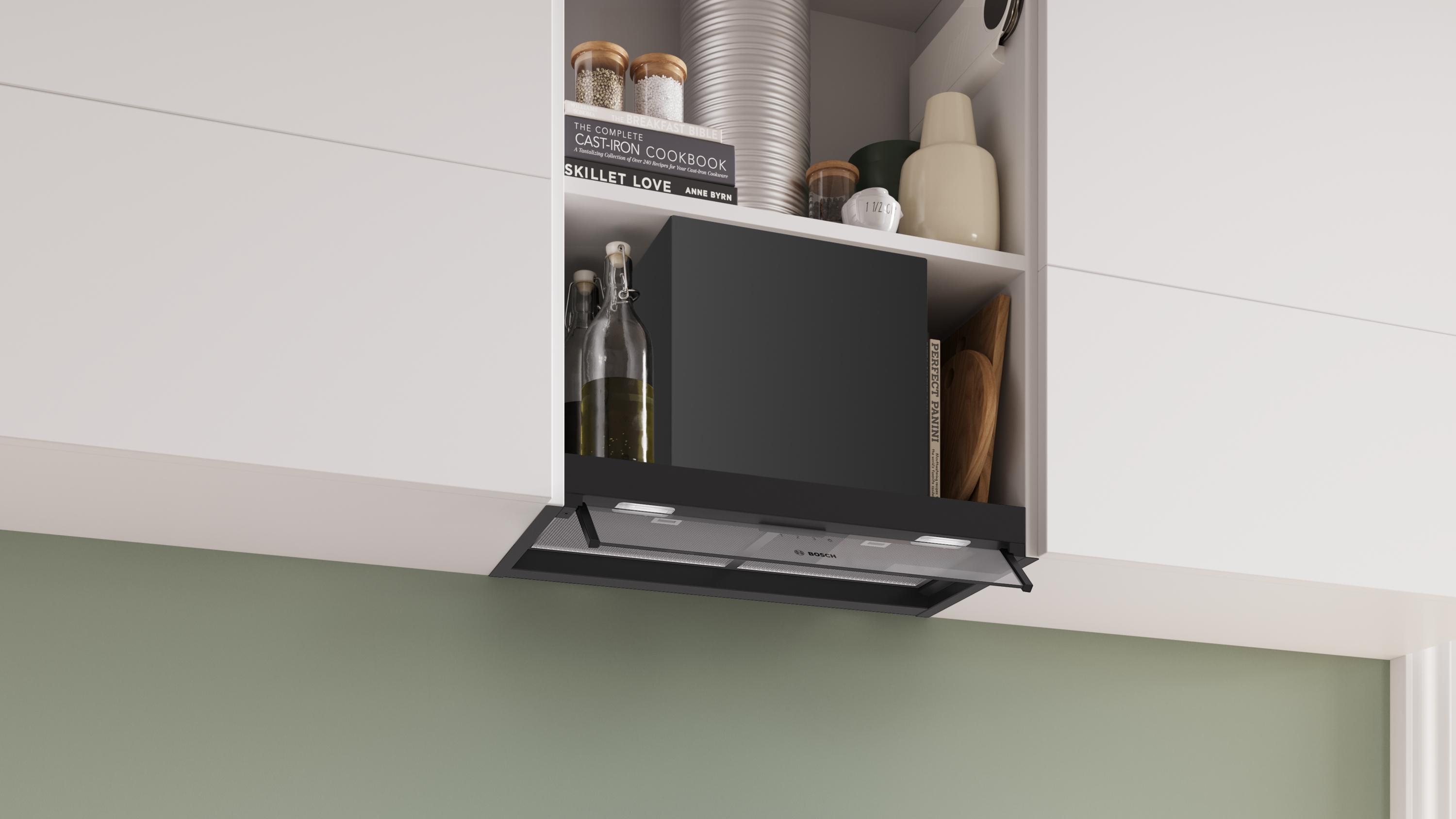Bosch DBB65CC60 Serie 4, Integrierte Designhaube, 60 cm, Klarglas, Mattschwarz