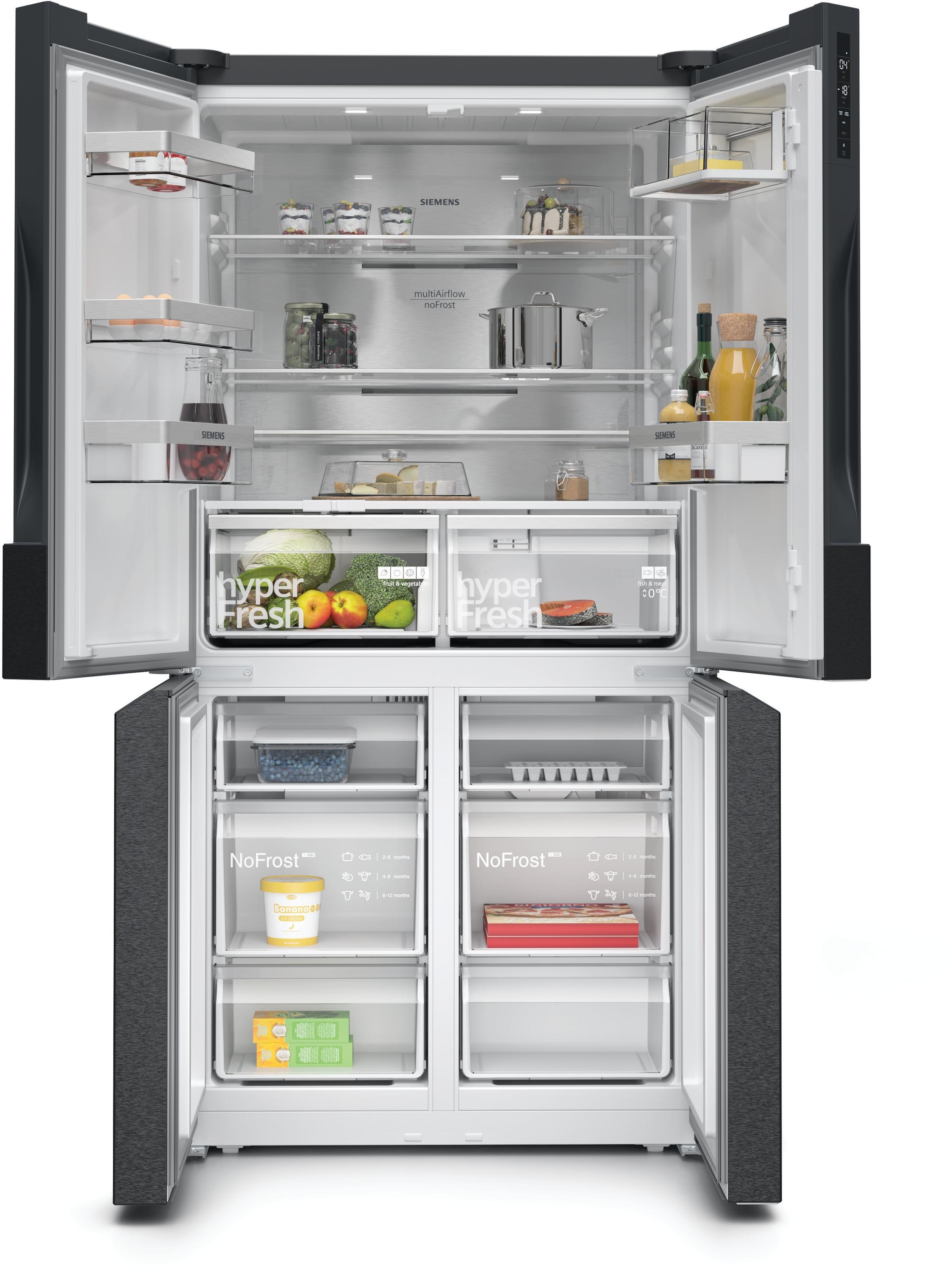Siemens KF96NAXEA iQ300 French Door Kühlschrank, hyperFresh, noFrost, superCooling, schwarz, E