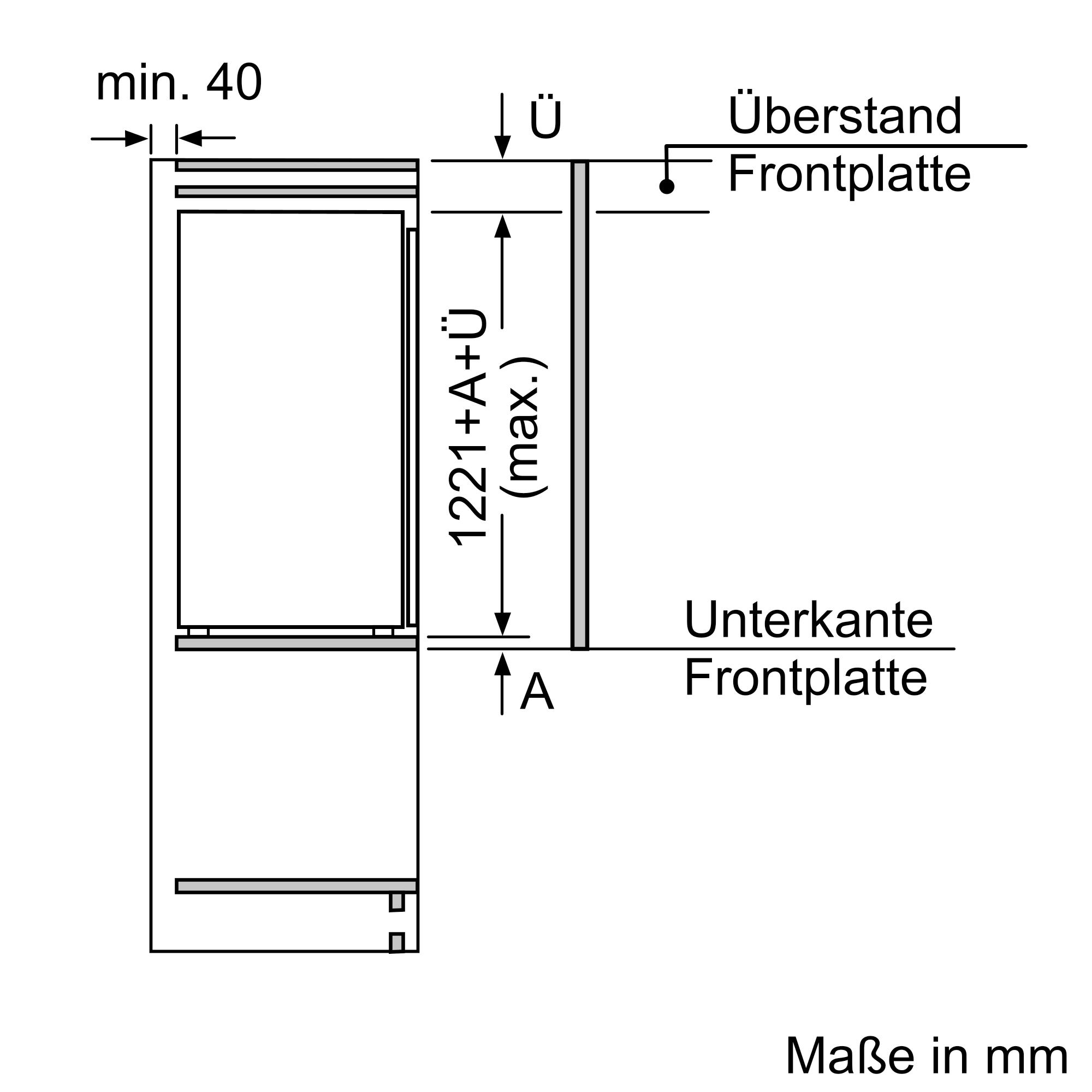 Bosch KIL42VFE0 Einbau Kühlschrank mit Gefrierfach, Nischenhöhe 122,5 cm, 187L, Festtürtechnik, Multi Box XXL