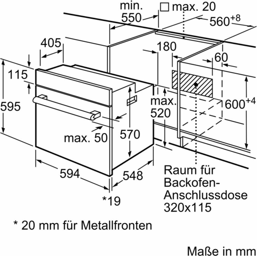 Bosch HBF010BA1 Serie 2 Einbaubackofen 60cm Schwarz 3D-Heißluft 5 Beheizungsarten Schnellaufheizung