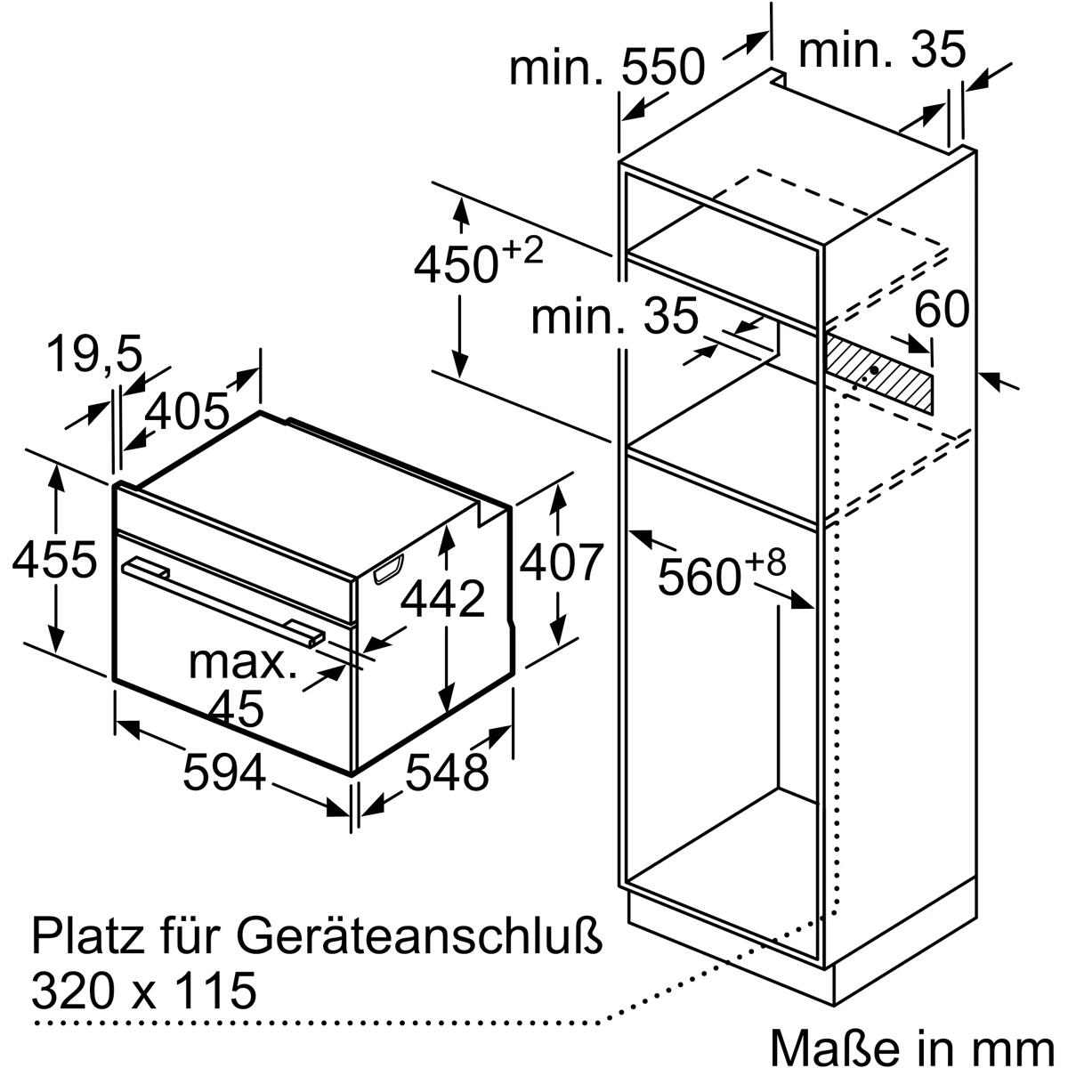 Bosch CBG7741B1 Serie 8 EEK: A+ Einbau-Kompaktbackofen, 60cm breit, 47l, Home Connect, Air-Fry, Pyrolyse, schwarz