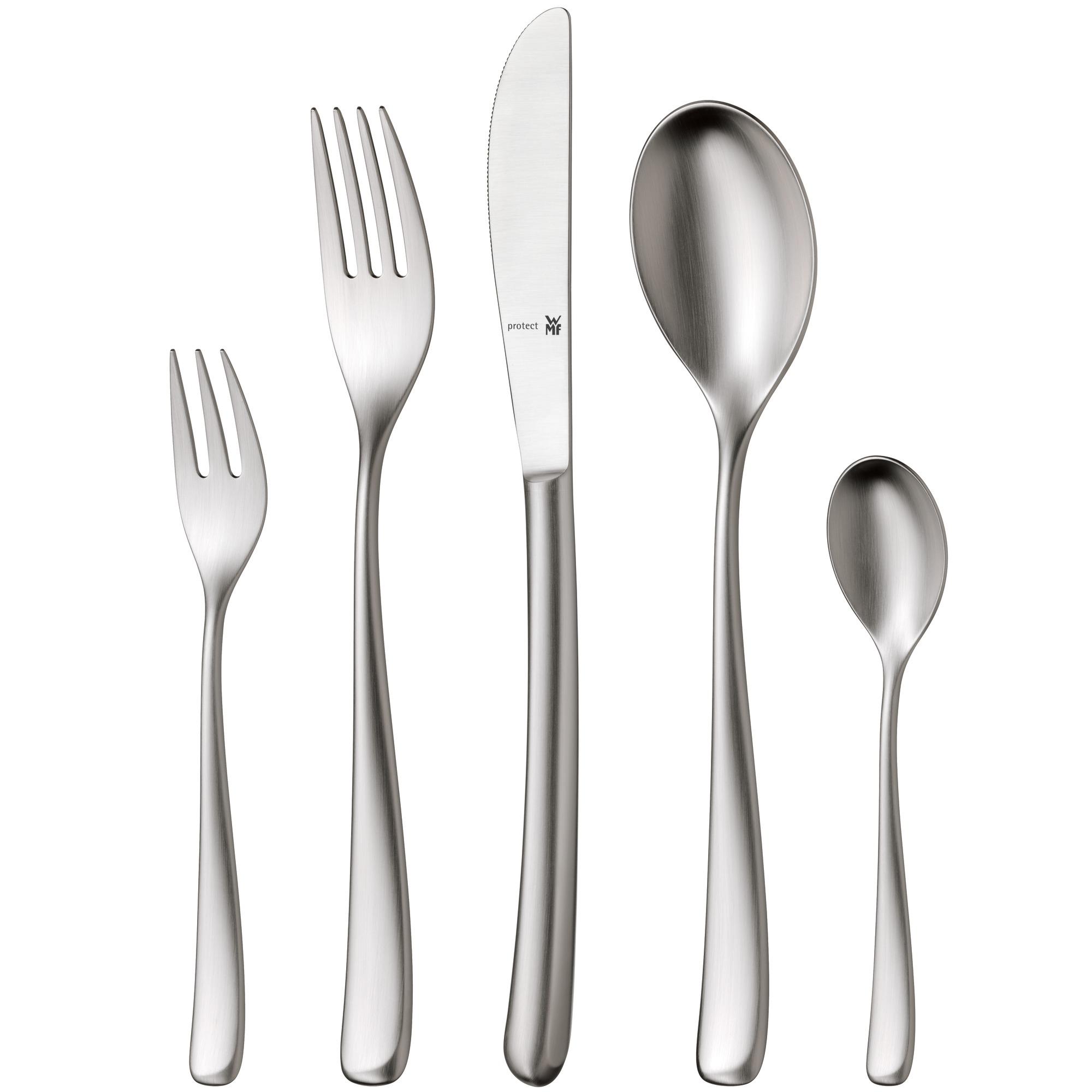 WMF Vision Besteckset 12 Personen, 66 teilig, 60 Teile mit Servierbesteck, Hohlheftmesser, Cromargan
