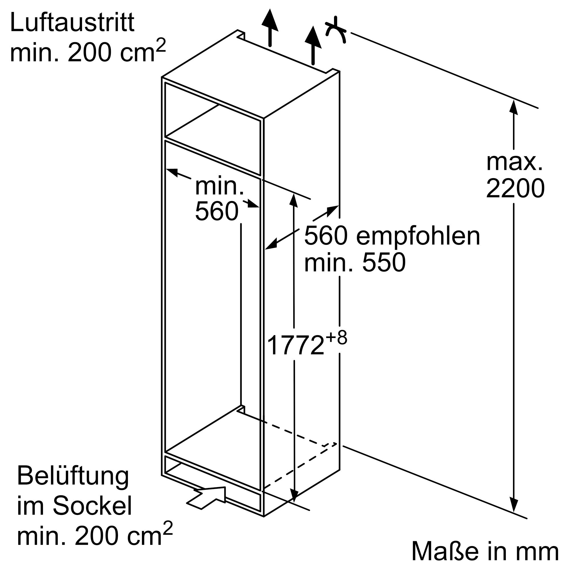 Siemens KI81RADD0 Einbaukühlschrank, Nischenhöhe 177,5 cm, Festtürtechnik, softClosing-Tür