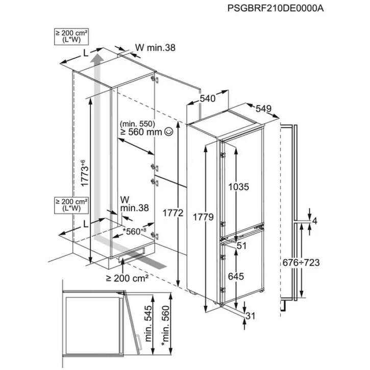 AEG OSC5S181ES Einbau-Kühl-Gefrierkombination/Serie 5000 mit ColdSense / 1780 mm/Gefrierteil unten, E