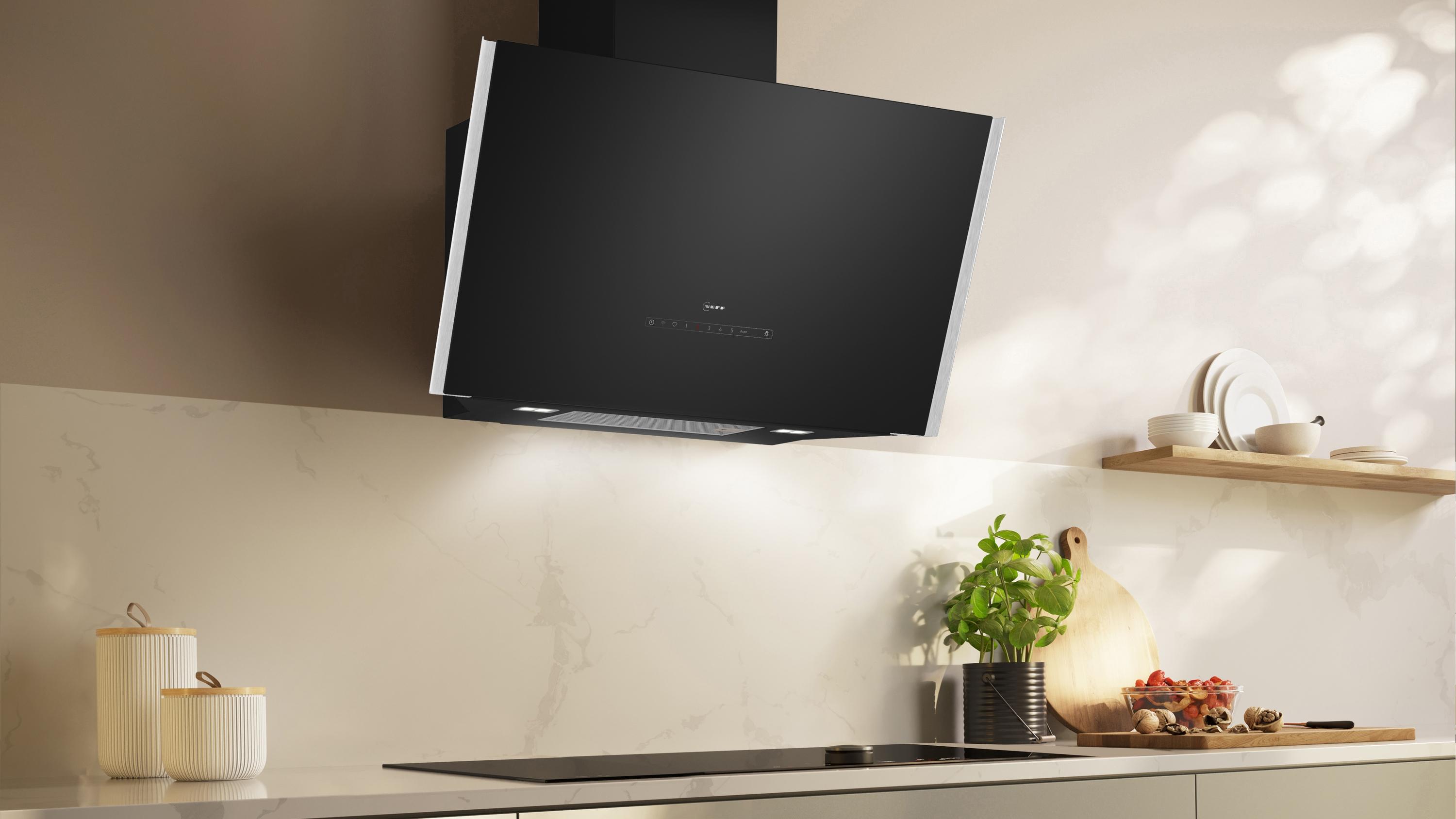 NEFF D98IPT2S0, N90, Smarte Wandesse, Dunstabzugshaube zur Wandmontage, 90 cm breit, Efficient Drive, Automatischer Luftsensor, Kochfeldbasierte Haubensteuerung, Touch Control