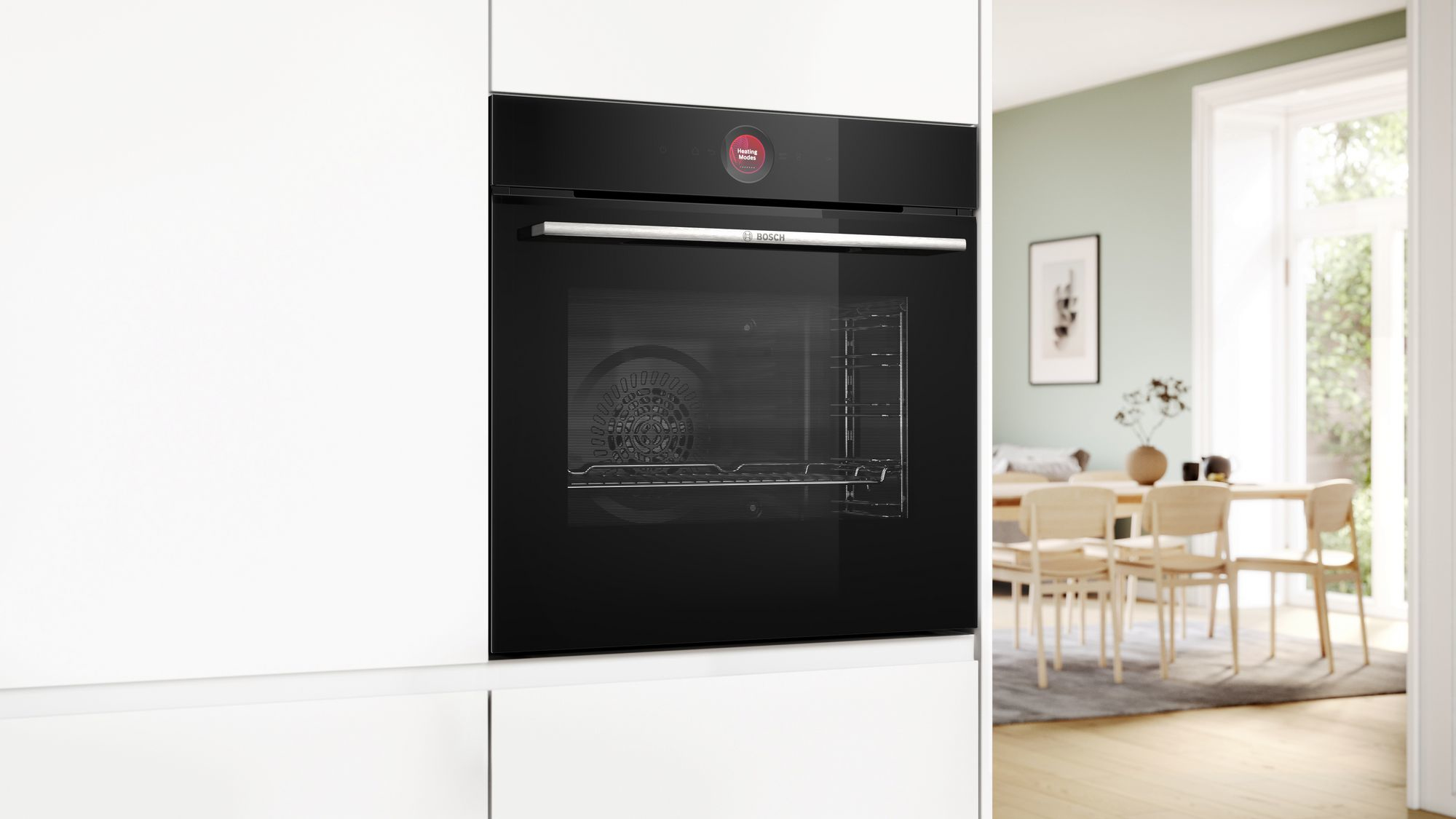 Bosch HBG7741B1 Serie 8 Einbau-Backofen, 71l, Air Fry, Pyrolyse, Home Connect, digitaler Bedienring, schwarz, A+