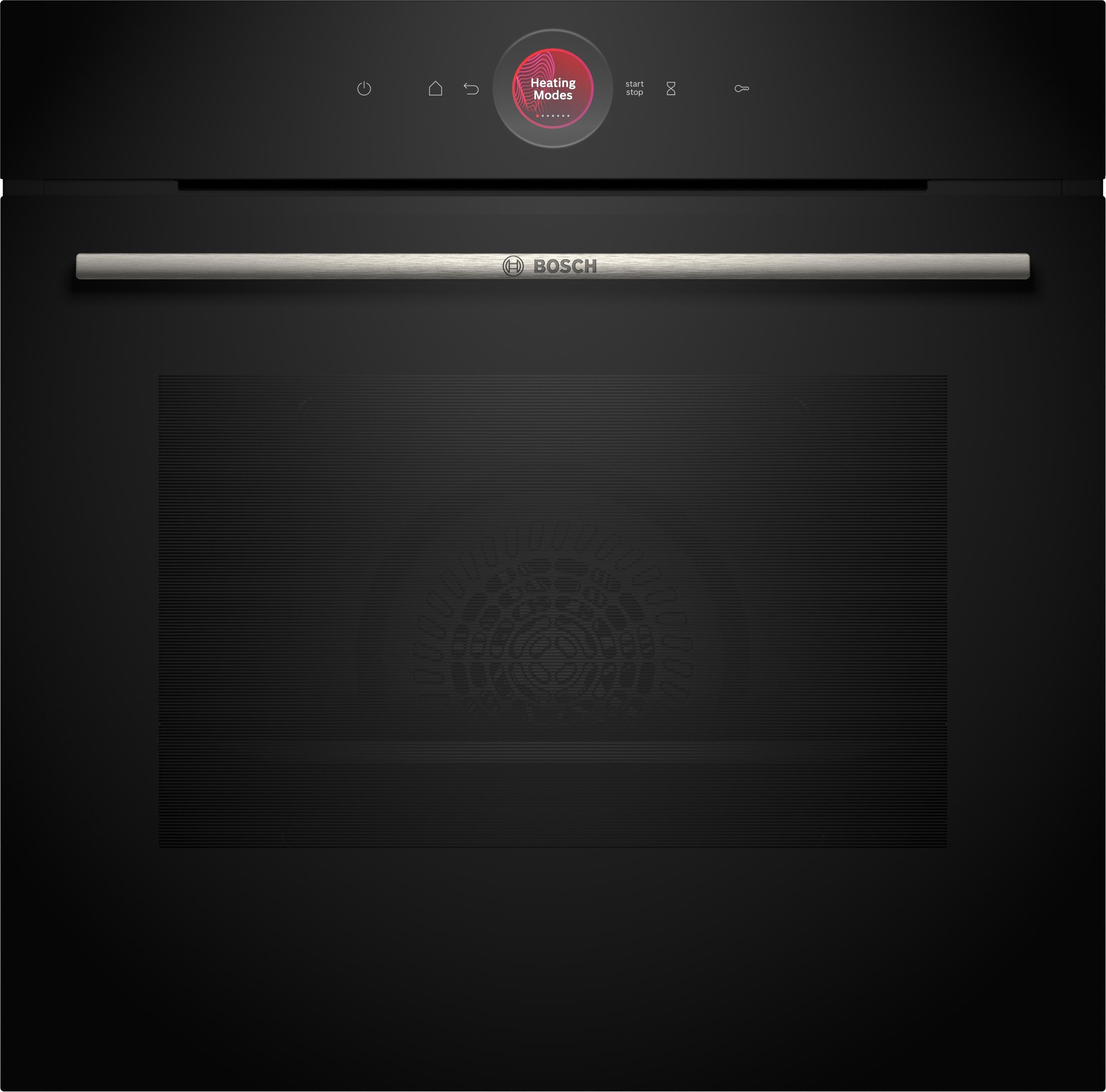 Bosch HBG7741B1 Serie 8 Einbau-Backofen, 71l, Air Fry, Pyrolyse, Home Connect, digitaler Bedienring, schwarz, A+