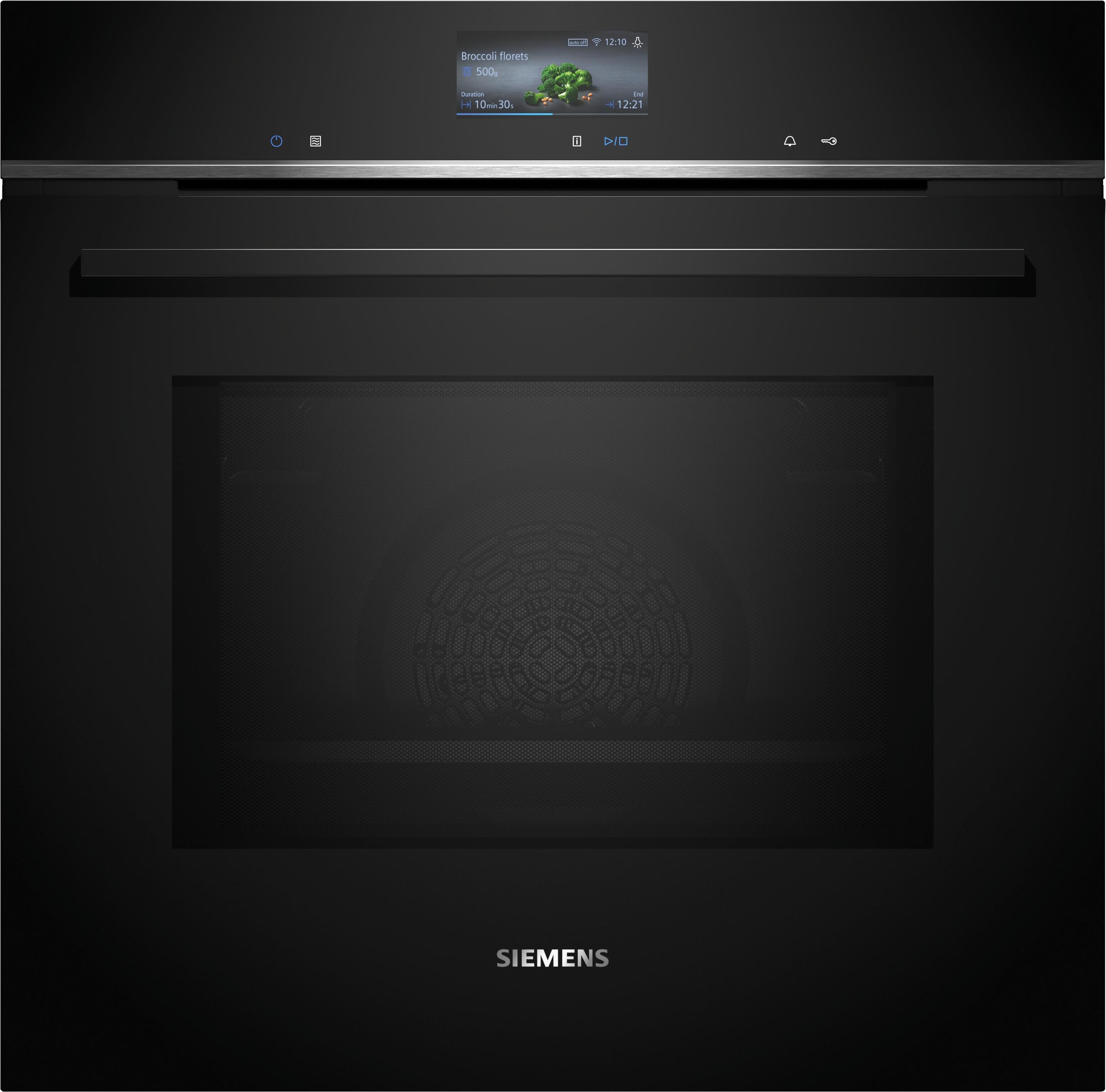 Siemens HM776GKB1 iQ700 Einbaubackofen mit Mirkrowelle, 60 cm breit, 800 W, 67 L, Pyrolytisch+Hydrolytisch, 19 Heizarten, HomeConnect, schwarz