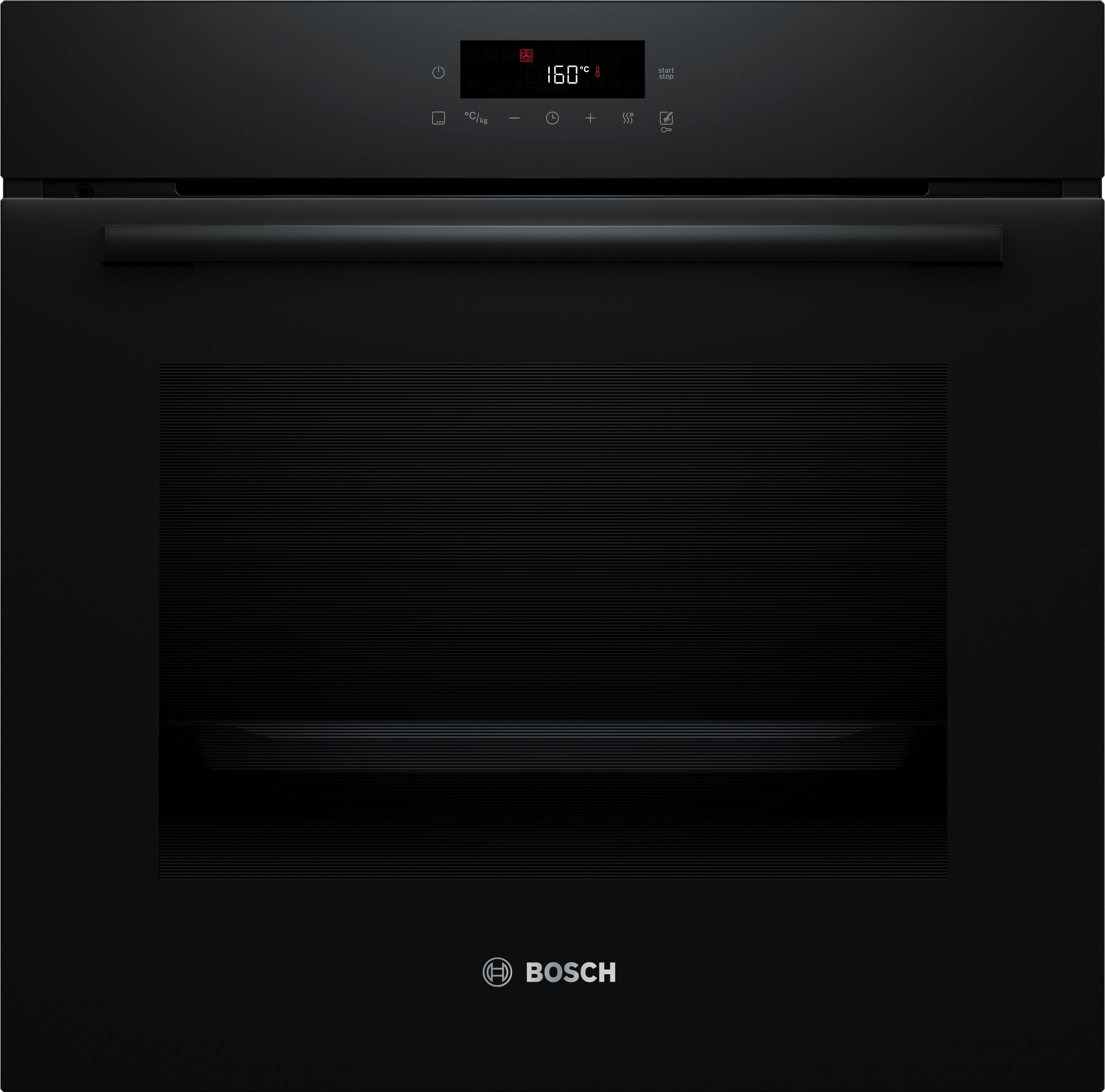 Bosch HBA571BB4 Einbau-Backofen, 60 x 60 cm, 71 Liter Garraum, Pyrolyse-Selbstreinigung, AutoPilot 10 Programme, 3D-Heißluft, LED Touch Control, Schwarz