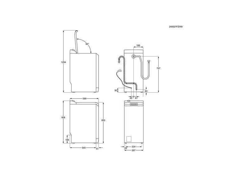 AEG LTR8A80370 7kg Toplader Waschmaschine, 39,7 cm breit, 1300 U/Min, AquaStop, 20 Programme