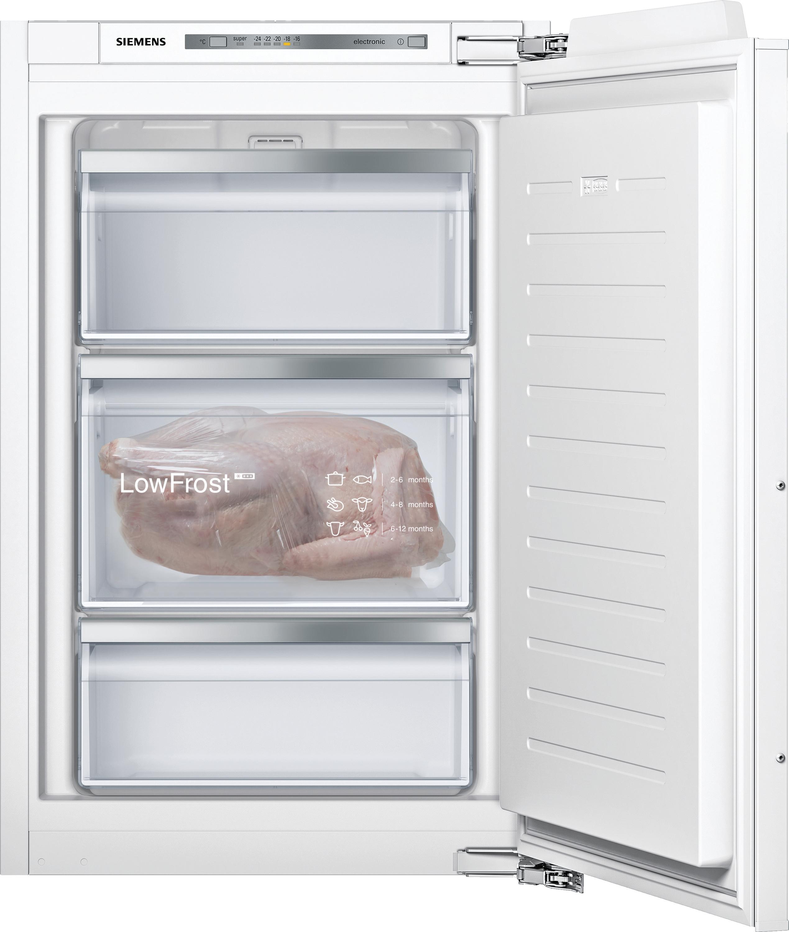 Siemens GI21VADD0 iQ500 Einbau Gefrierschrank, Nischenhöhe: 88cm, 95l, Flachscharnier, lowFrost, freshSense