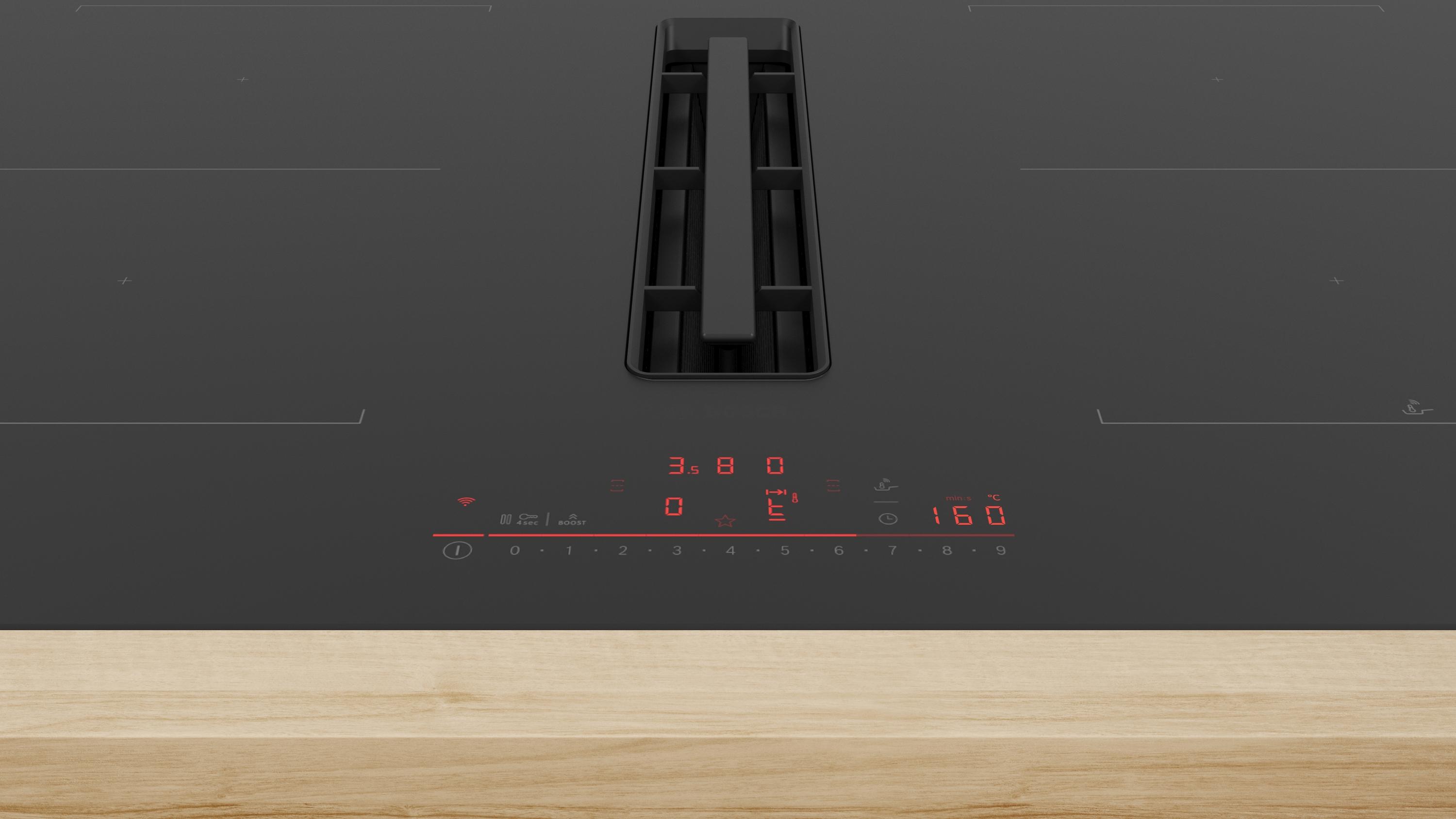 Bosch PVQ811H26E Induktionskochfeld mit Dunstabzug, 80 cm breit, Rahmenlos aufliegend, PerfectFry Plus Bratsensor