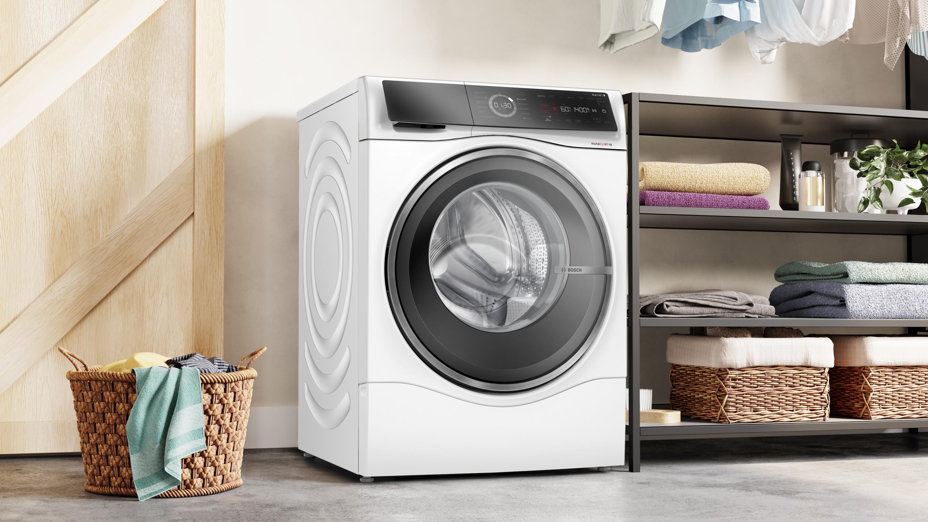 Bosch WNC244070 Serie 8 9kg/6kg Waschtrockner, Sportswear, Wash & Dry, Eco Silence Drive, AquaStop, weiß