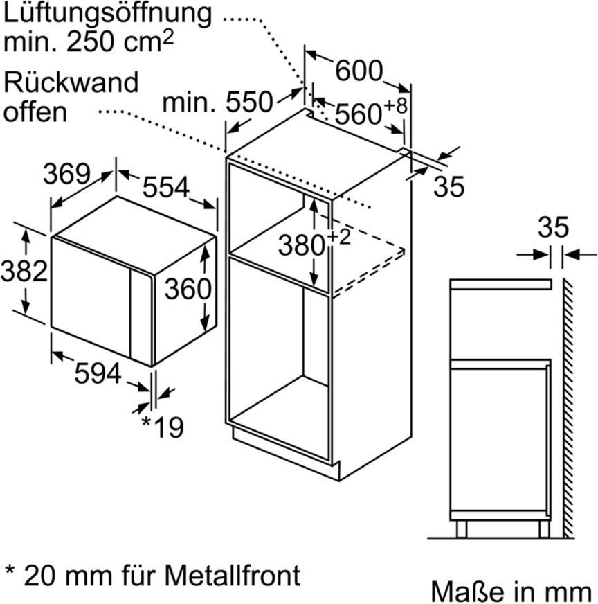 Bosch BEL554MS0 Mikrowelle (Einbau) / 59,4 cm / Kühlgebläse