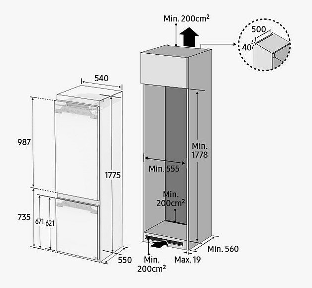 Samsung BRB26705CWW Einbau-Kühl-Gefrierkombination, 178cm, C