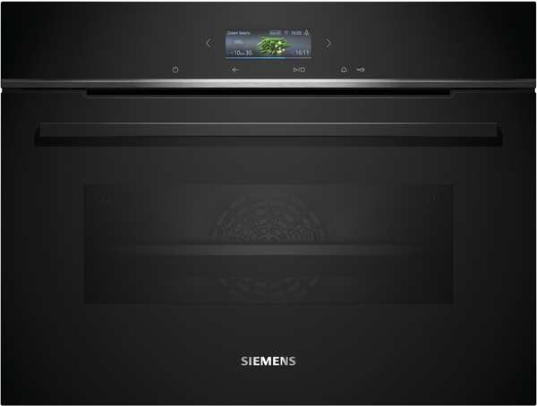 Siemens CB774G1B1 iQ700 A+ Einbaukompaktbackofen, 59,4 cm breit, 47 L, Kindersicherung, TFT Touchdisplay, Home Connect, schwarz