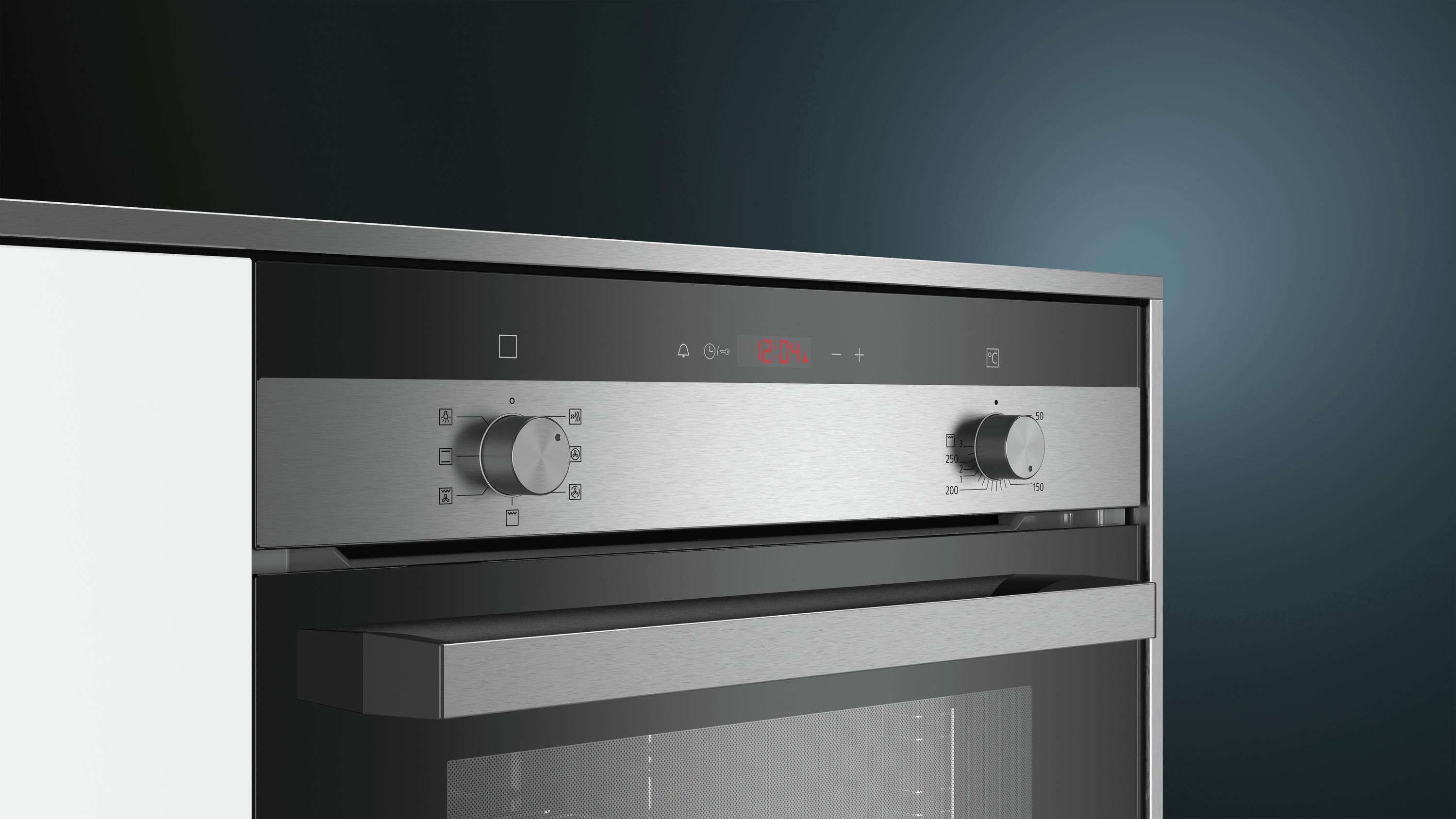 Siemens HB113FBS1 iQ100 EEK: A Einbaubackofen, 60 cm breit, 66 L, 3D-Heißluft Plus, Schnellaufheizung, Edelstahl