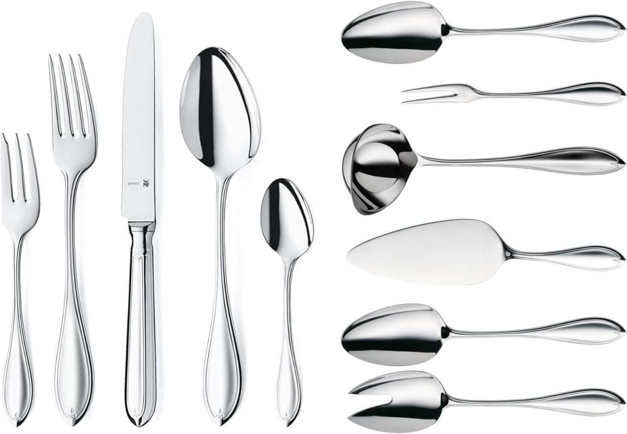 WMF Premiere Besteckset, 12 Personen, 66 teilig, 60 Teile mit Servierbesteck, Cromargan protect, Ede