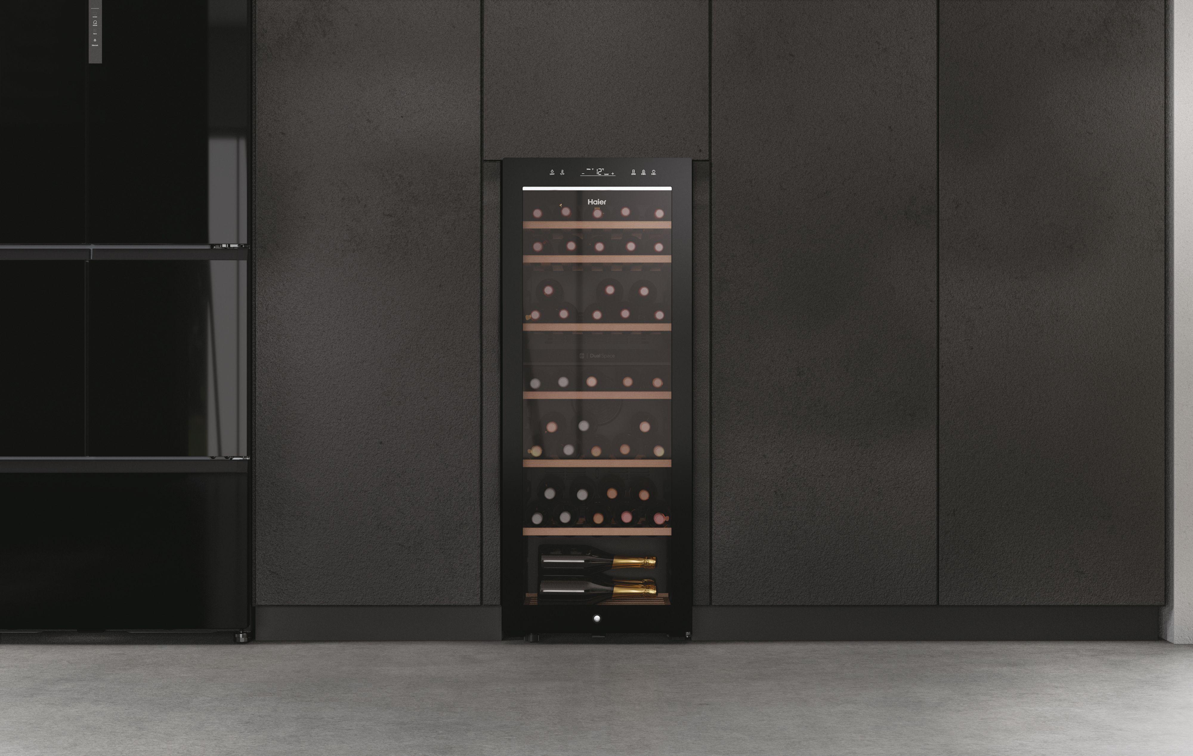 Haier HWS77GDAU1 Weinklimaschrank SERIE 7 I 77 Flaschen Weinkühlschrank I Neue Technologie für beste Lagerung I Weinkühlschrank 2 Zonen, Wi-Fi