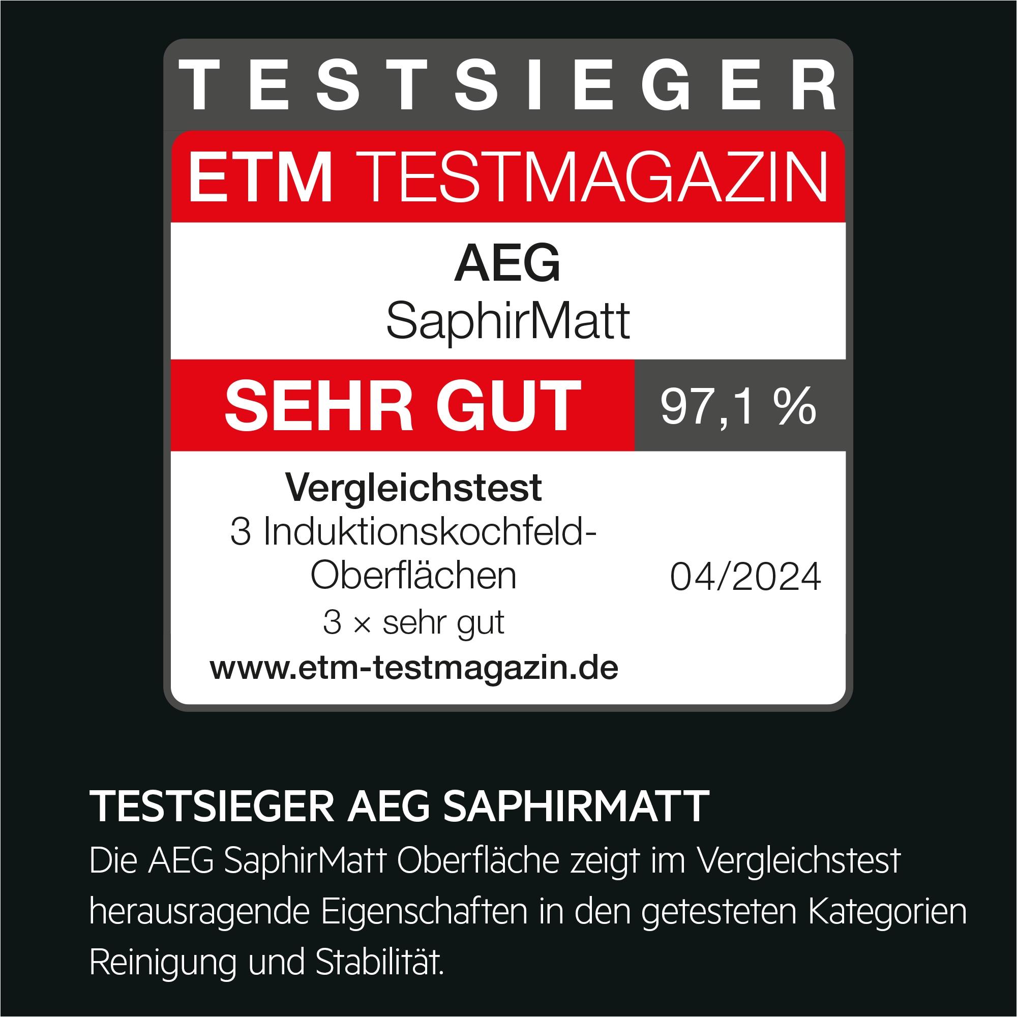 AEG TII84B0FFZ SaphirMatt® Autarkes Induktionskochfeld Hob²Hood 80 cm