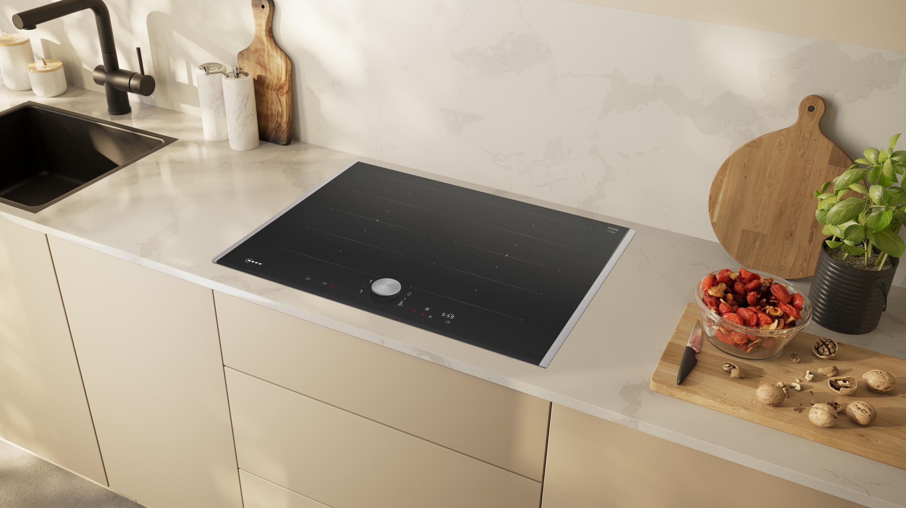 Neff T67TTX4L0 N90 Autarkes Induktionskochfeld, 70 cm breit, TwistPad, 4 Kochzonen, Edelstahlrahmen
