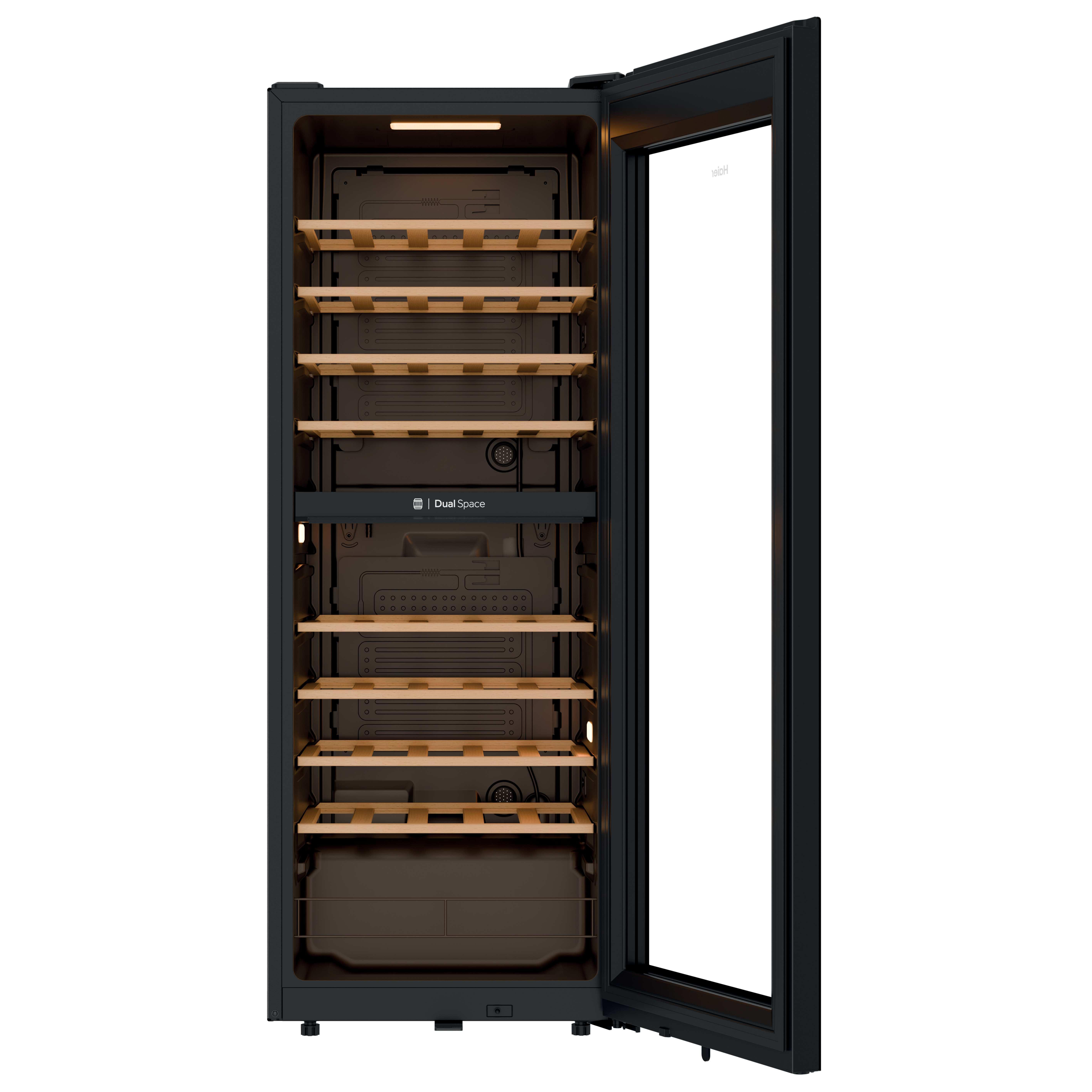 Haier HWS56GDG Weinkühlschrank– Weinkühler, Schwarz, 47,5 cm breit für bis zu 56 Bordeauxflaschen