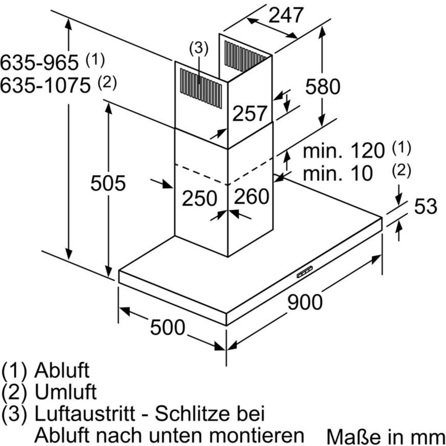 Siemens LC97BHM50 iQ300 Dunstabzugshaube / Wandhaube / 90 cm, B
